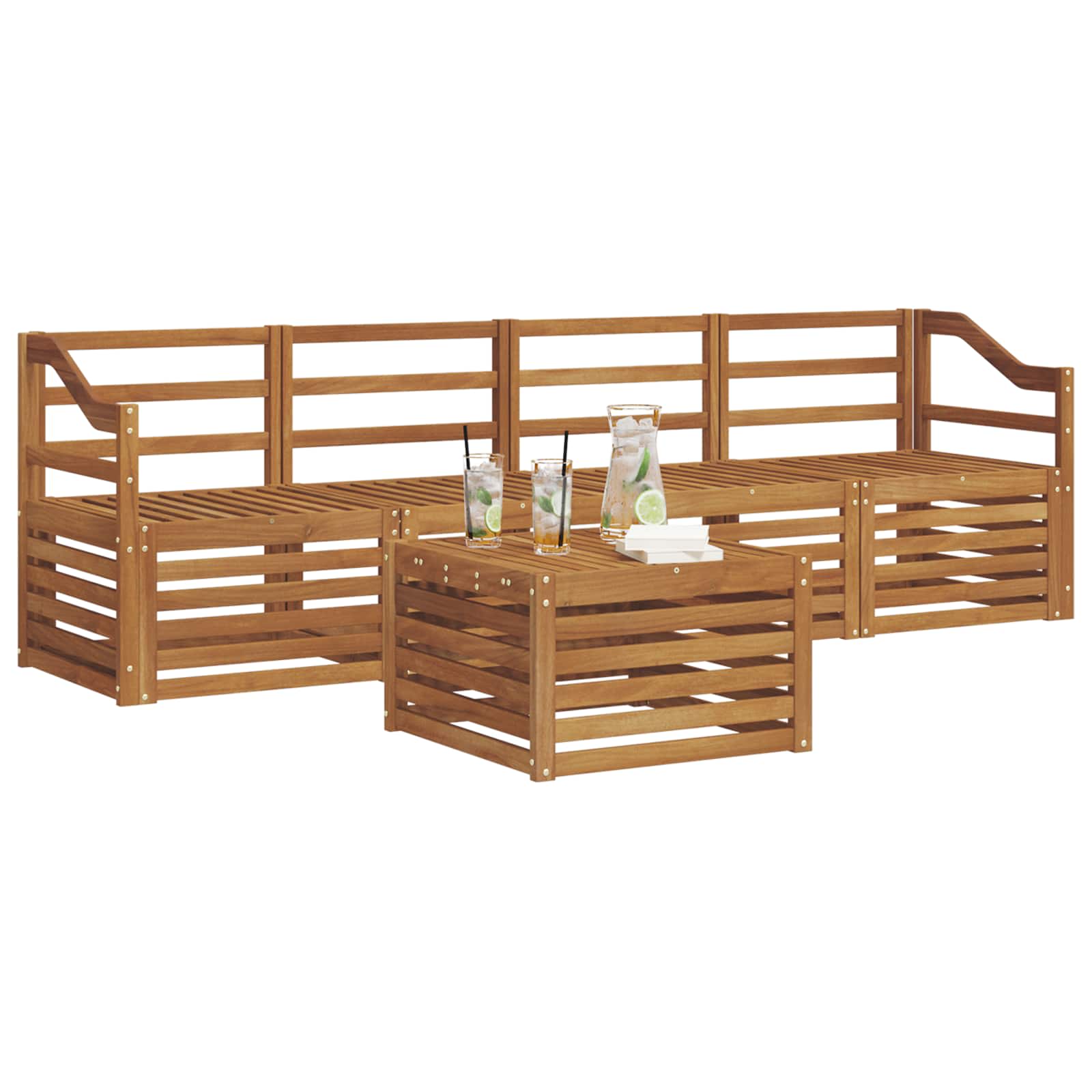 Ensembles de canapés 5 pcs Naturel Bois d'Acacia Massif - XIOS