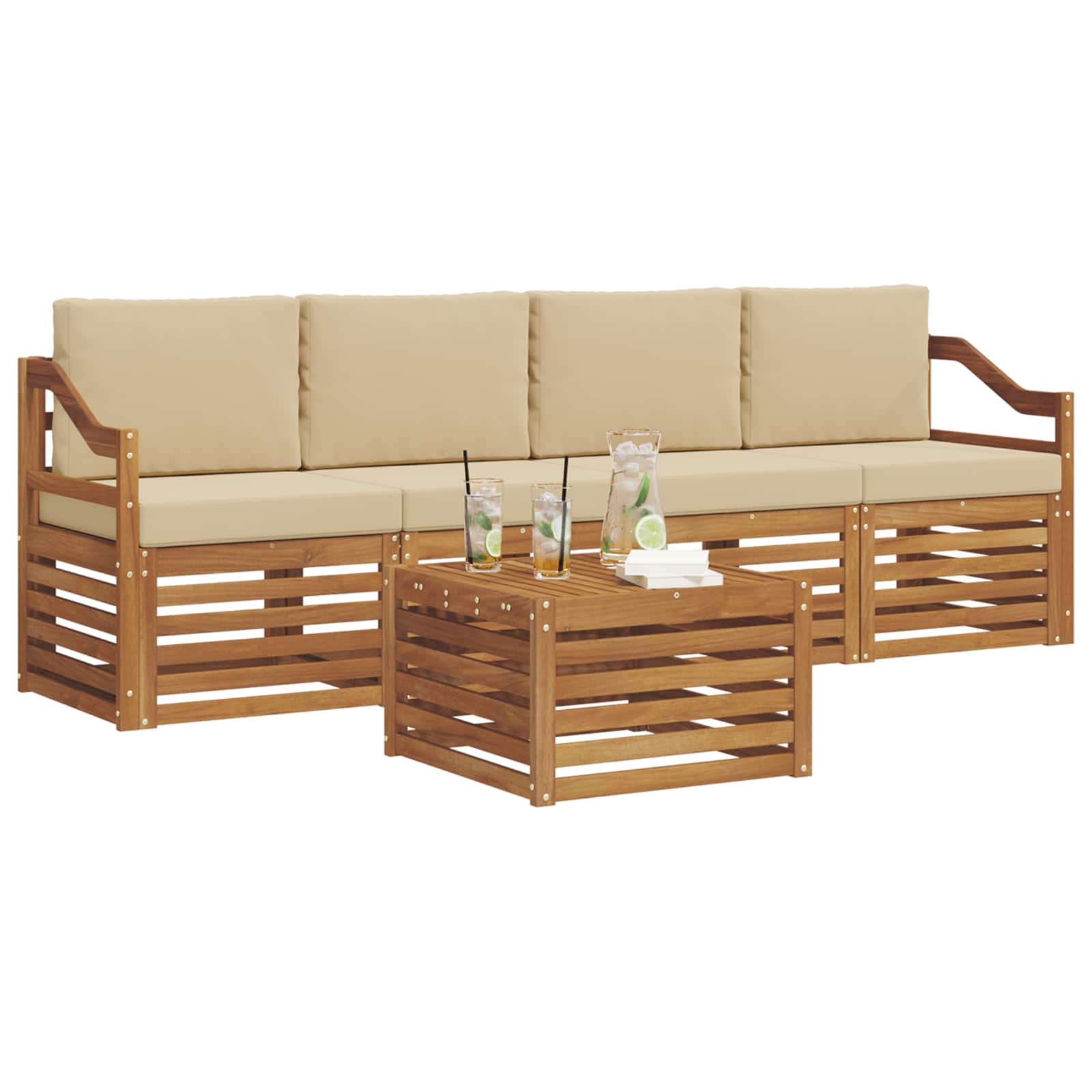 Ensemble de canapés d'extérieur 5 pcs Naturel et Beige - XIOS