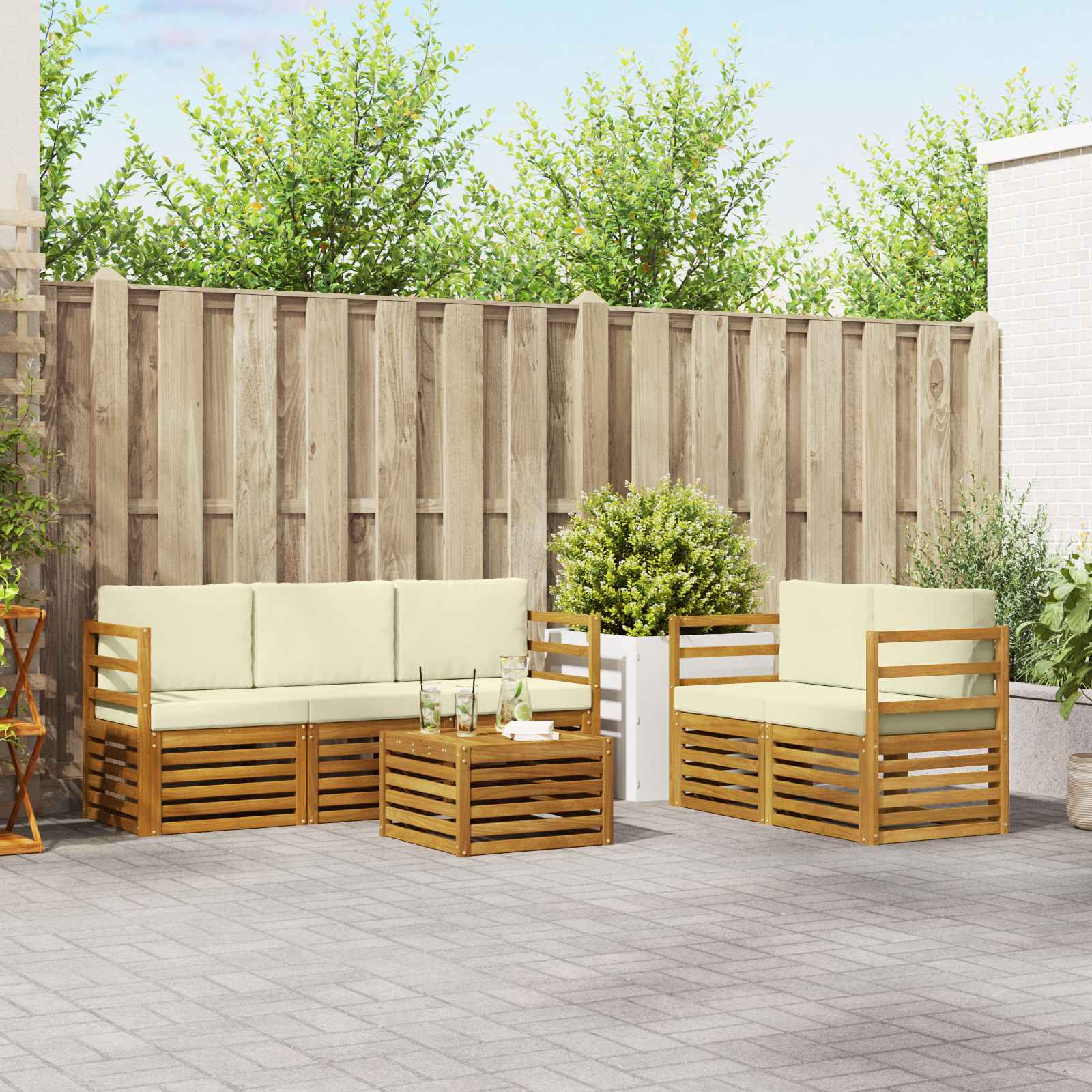 Ensembles de canapés avec coussin 6 pcs Naturel et Crème - XIOS