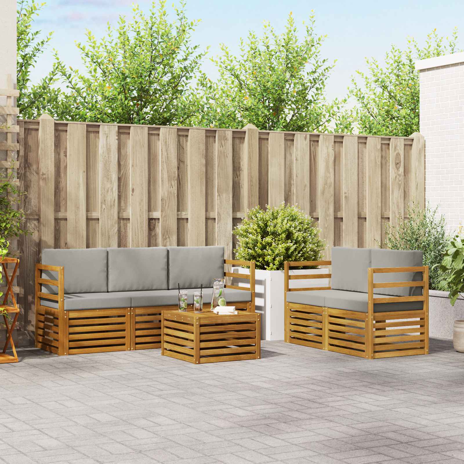 Ensembles de canapés avec coussin 6 pcs Gris Naturel et Clair - XIOS