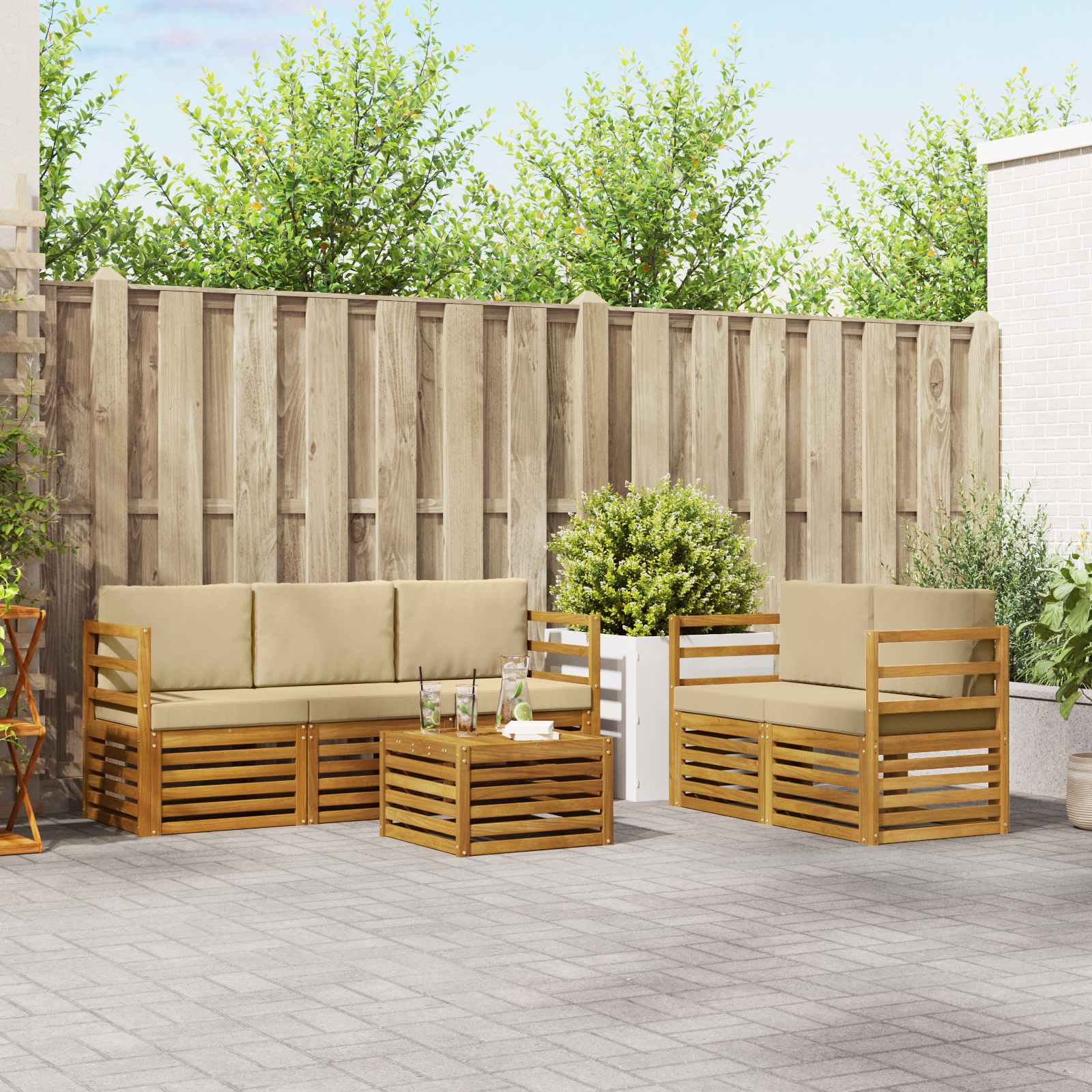 Ensembles de canapés avec coussin 6 pcs Naturel et Beige - XIOS
