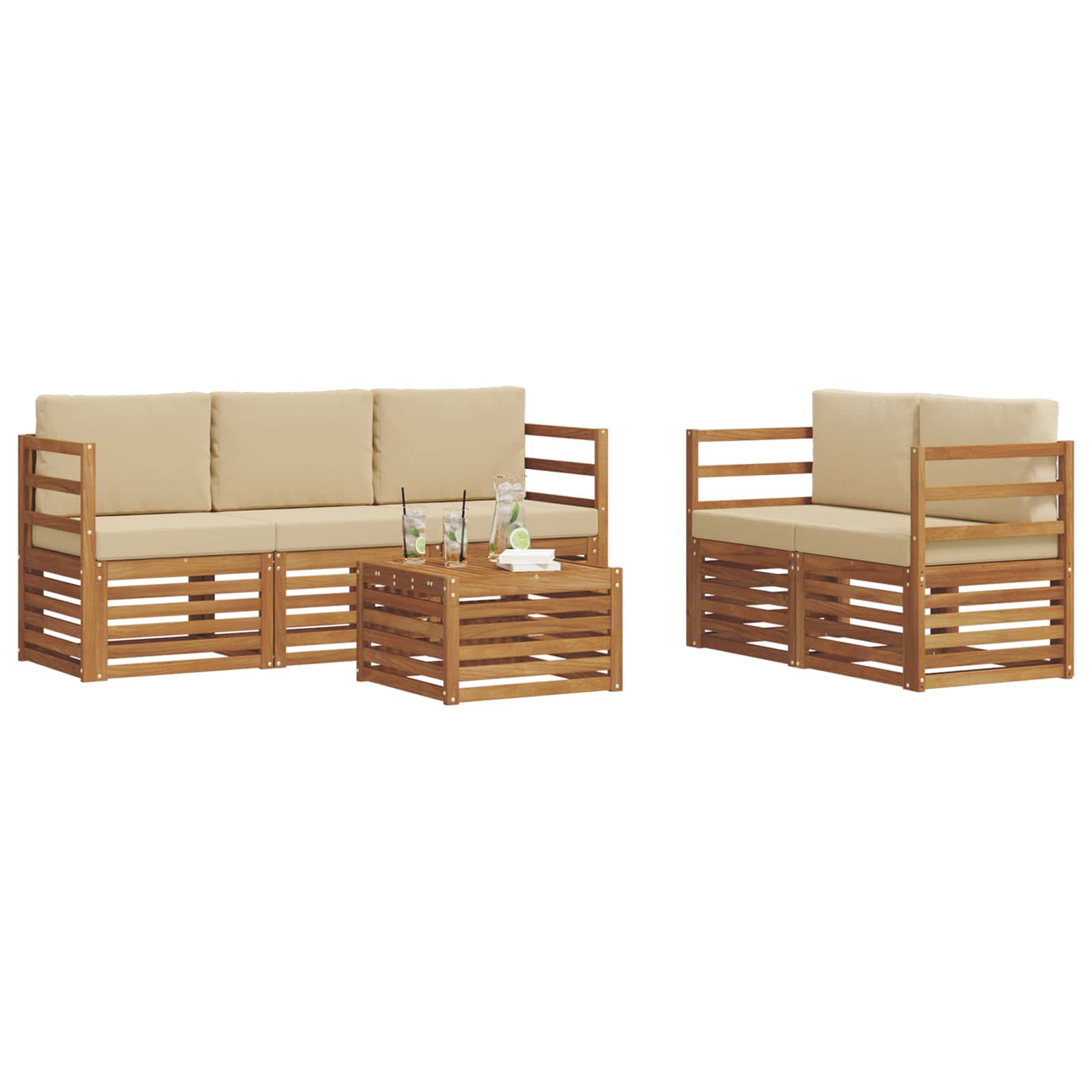 Ensembles de canapés avec coussin 6 pcs Naturel et Beige - XIOS