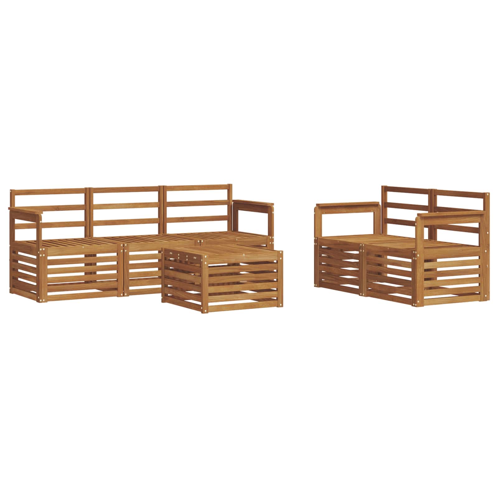 Ensembles de canapés 6 pcs Naturel Bois d'Acacia Massif - XIOS