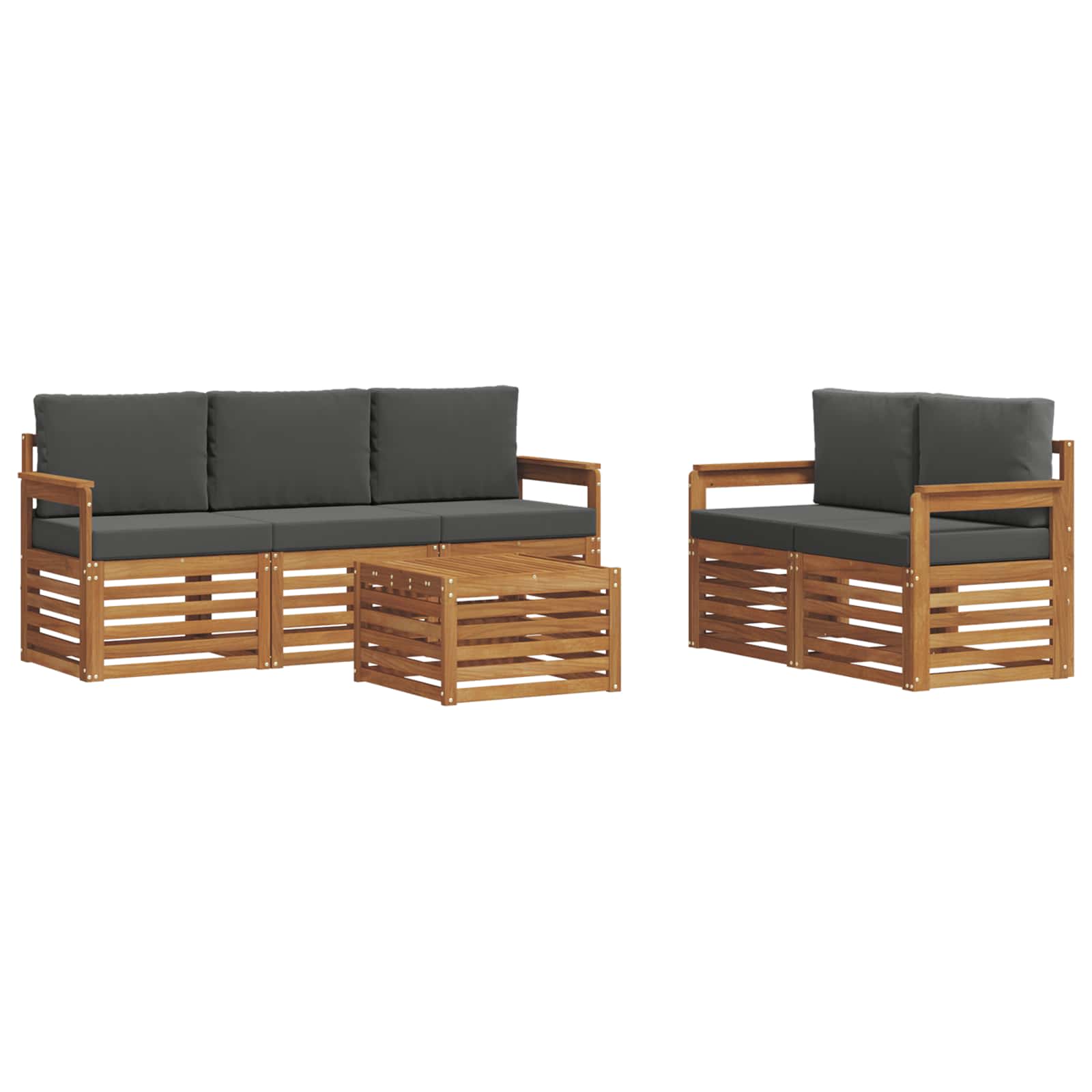 Ensemble de canapés d'extérieur 6 pc Naturel et Anthracite