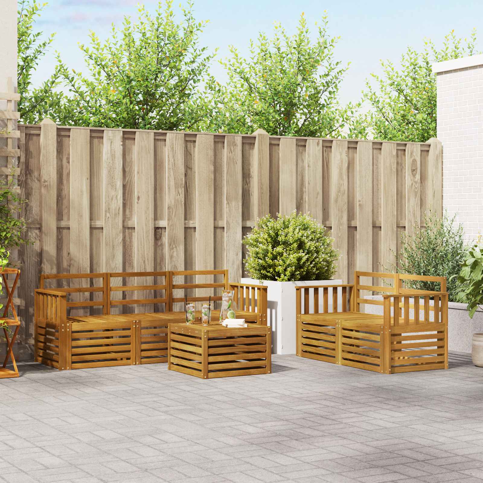 Ensembles de canapés 6 pcs Naturel Bois d'Acacia Massif - XIOS