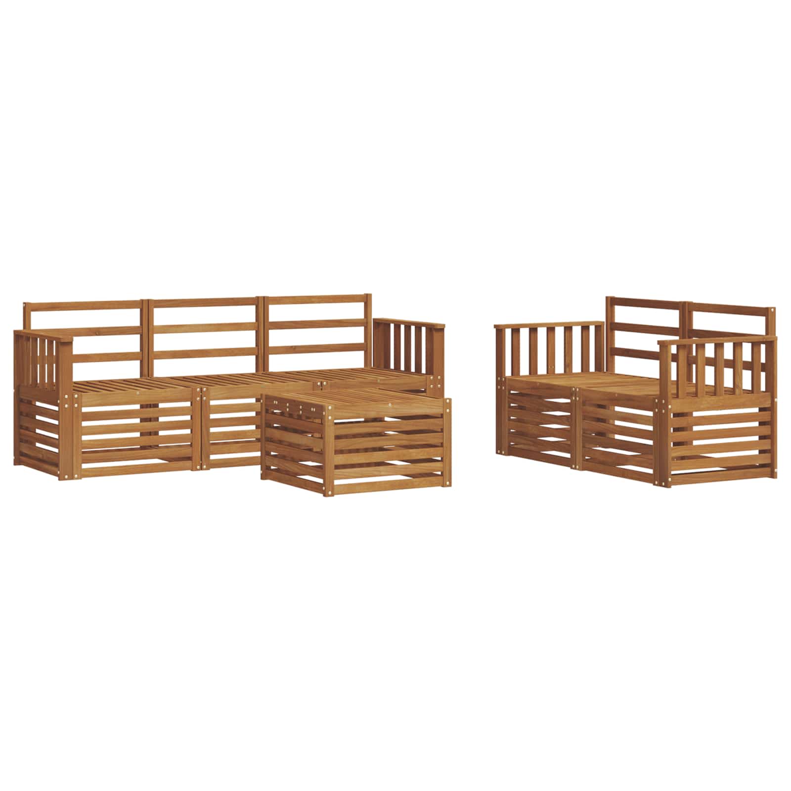 Ensembles de canapés 6 pcs Naturel Bois d'Acacia Massif - XIOS