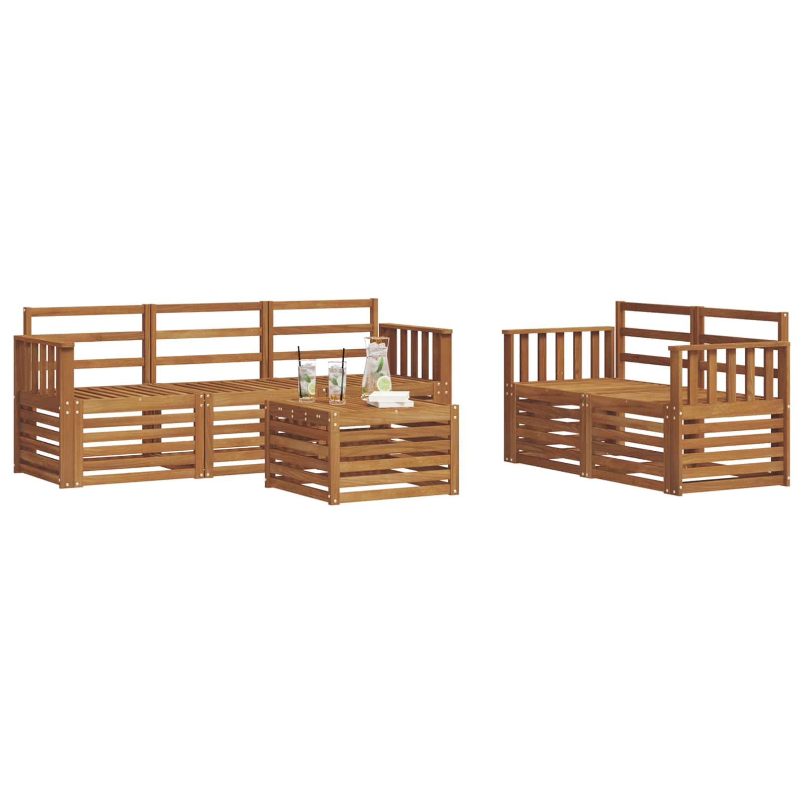 Ensembles de canapés 6 pcs Naturel Bois d'Acacia Massif - XIOS