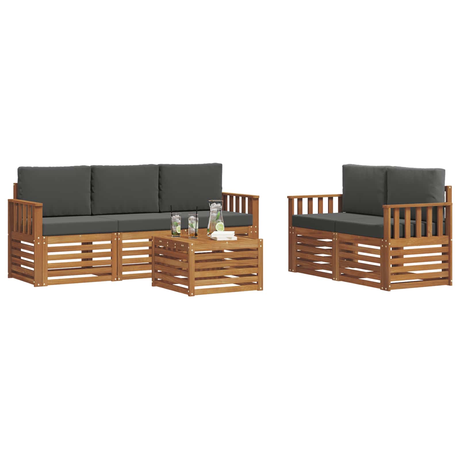 Ensembles de canapés avec coussin 6 pcs Naturel et Anthracite - XIOS