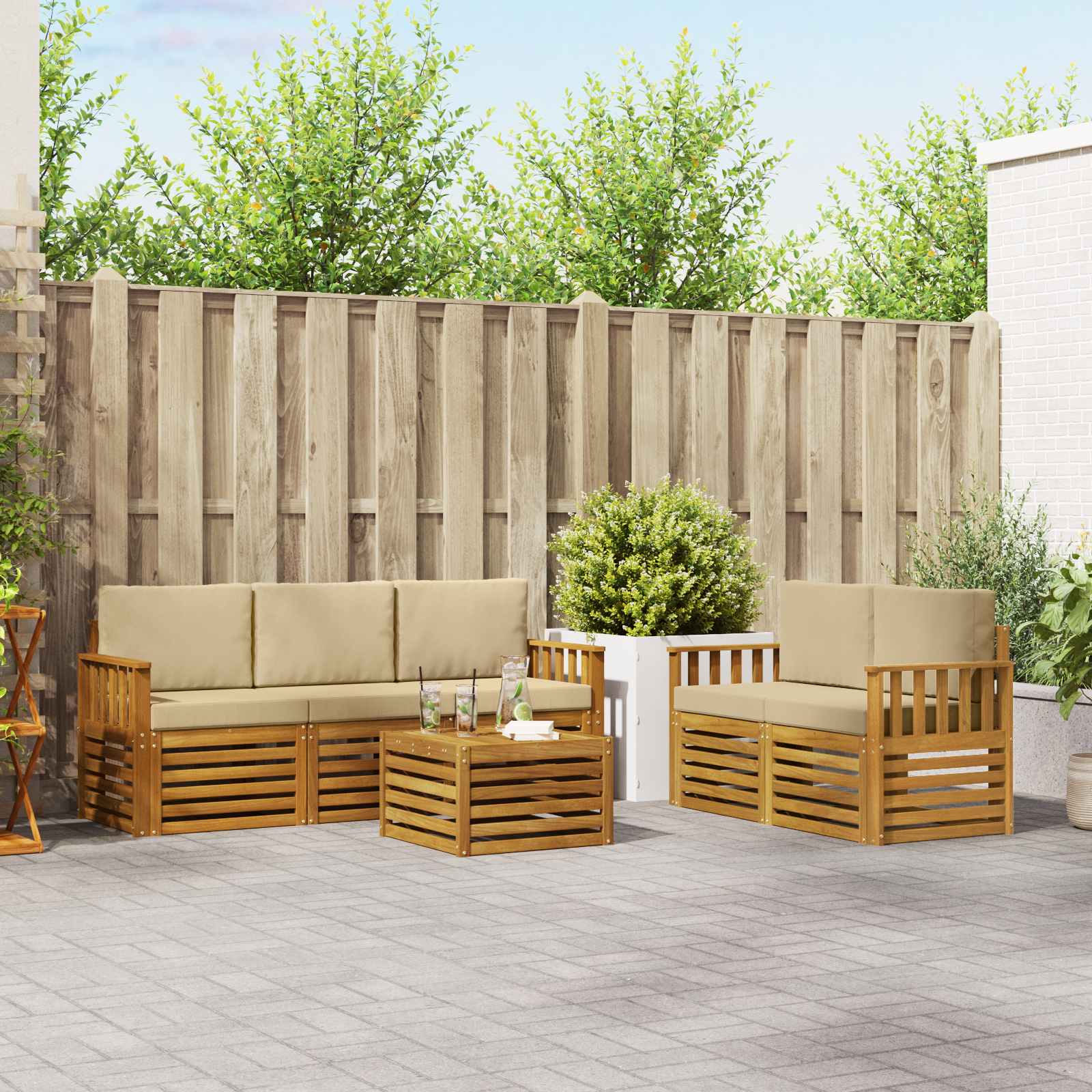 Ensembles de canapés avec coussin 6 pcs Naturel et Beige - XIOS