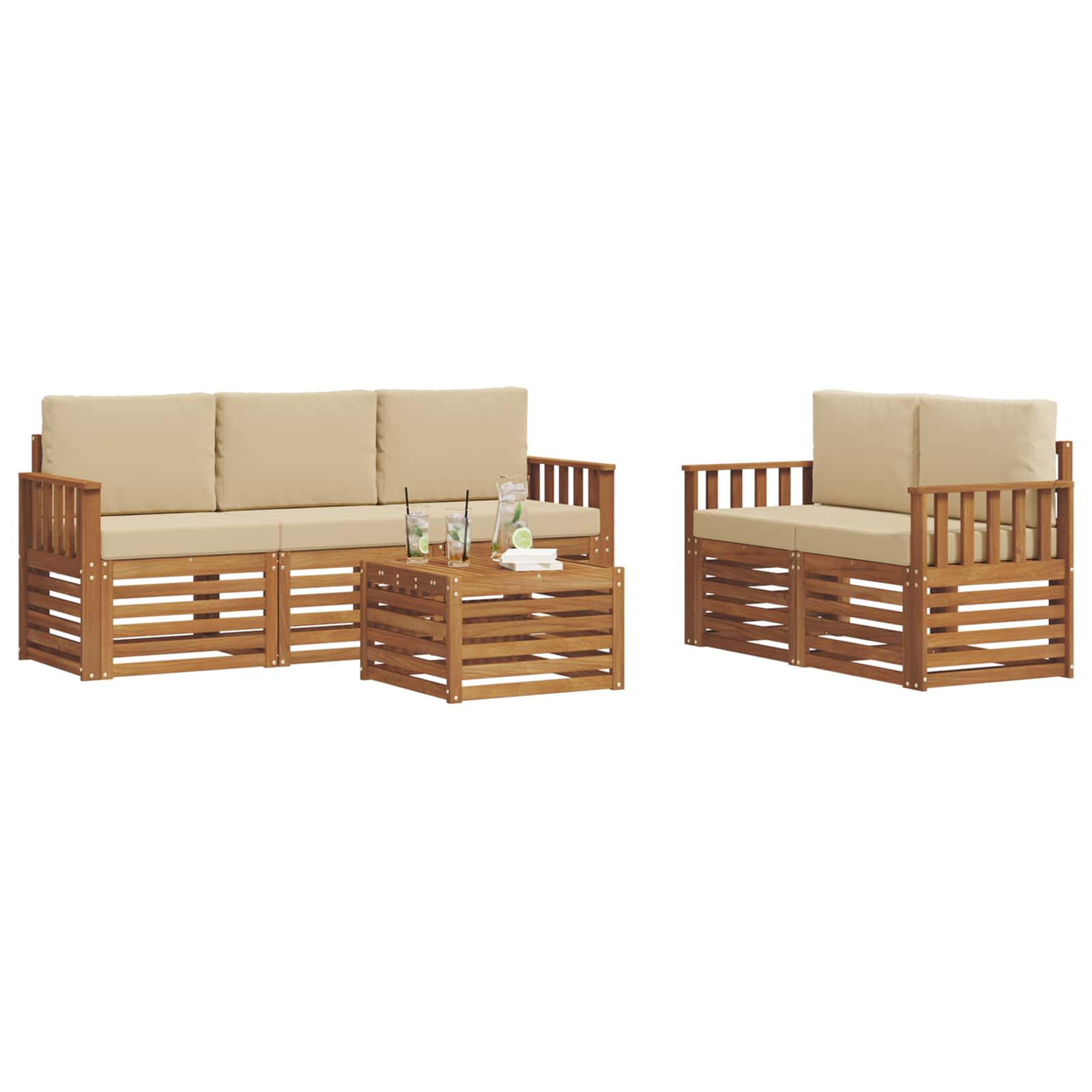 Ensembles de canapés avec coussin 6 pcs Naturel et Beige - XIOS