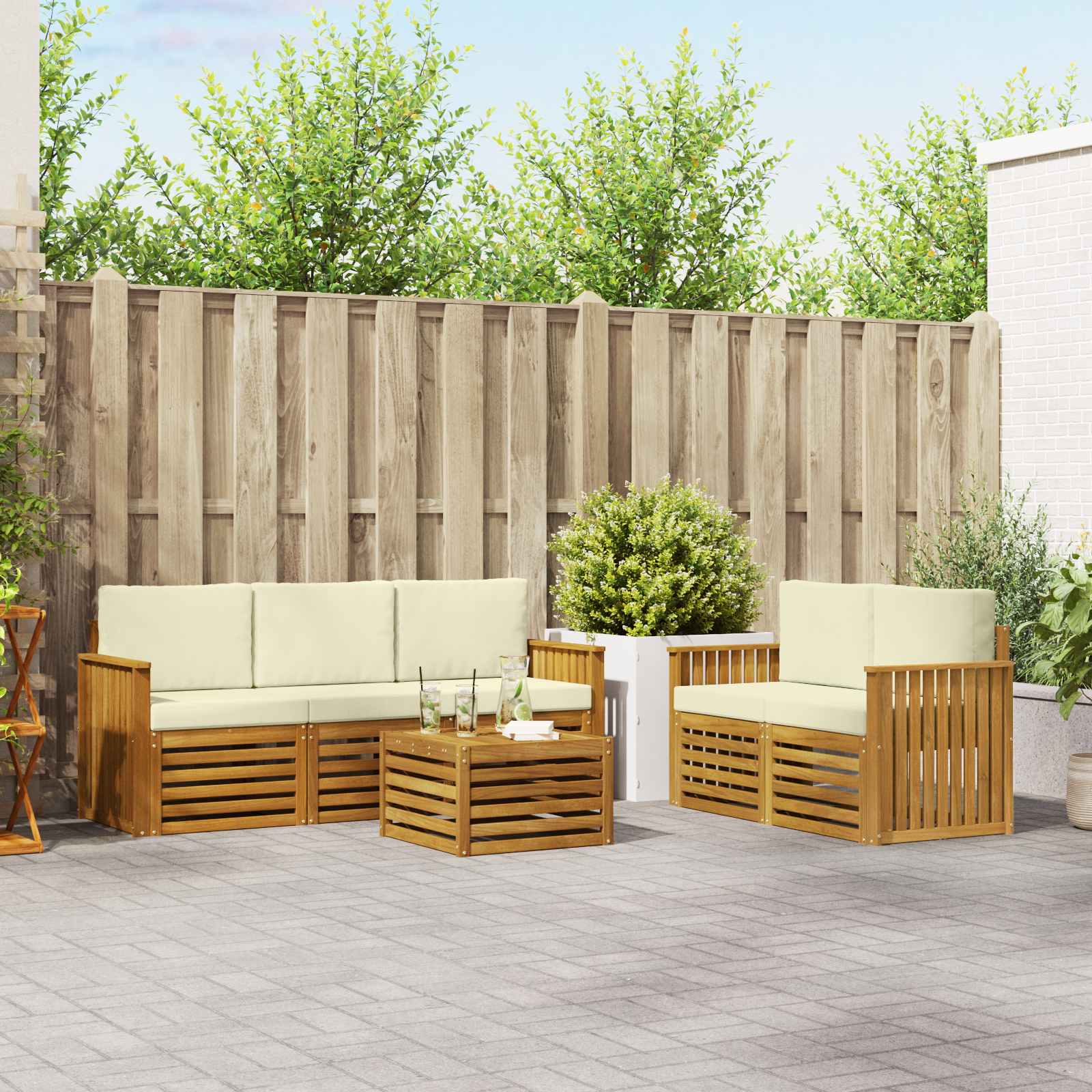Ensembles de canapés avec coussin 6 pcs Naturel et Crème - XIOS