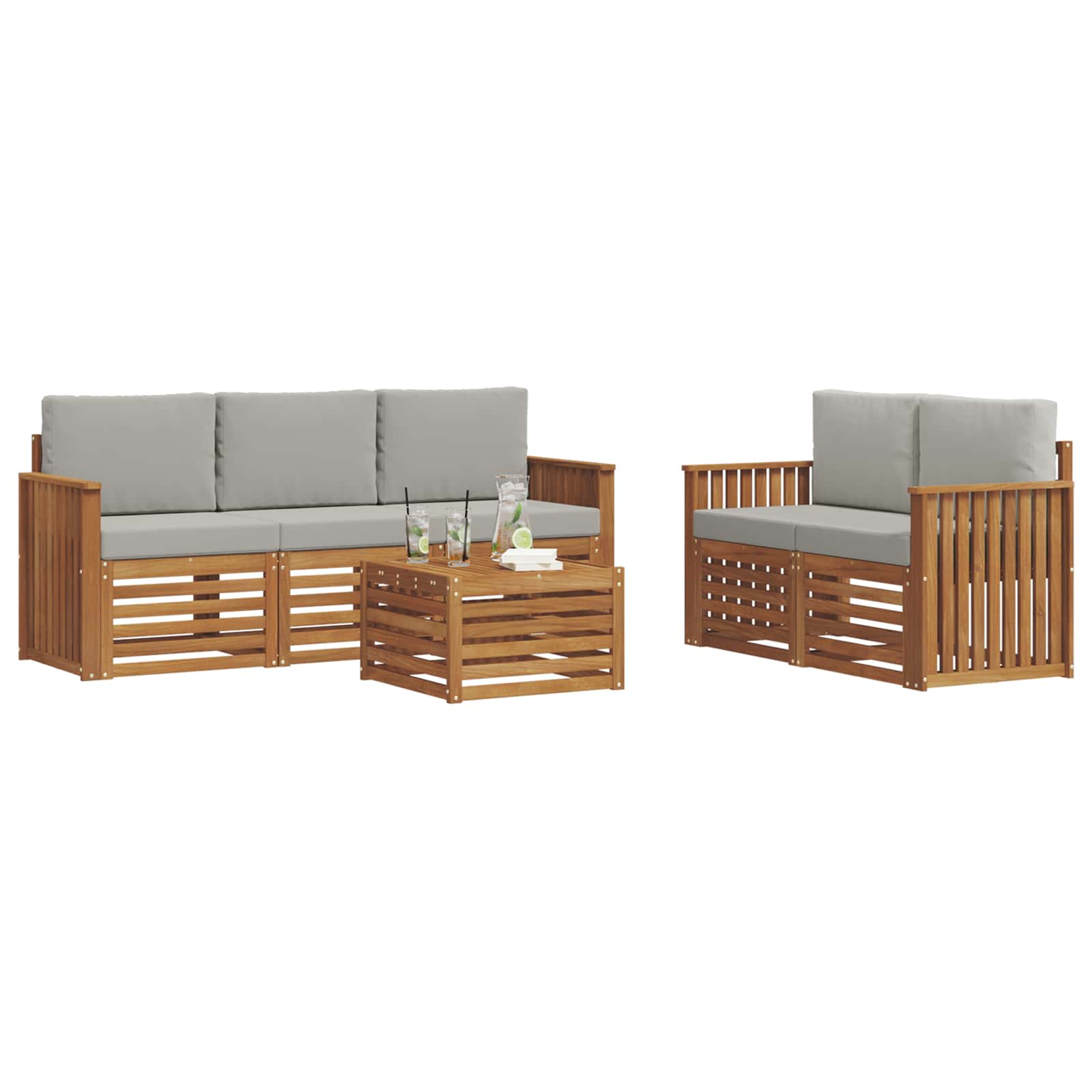 Ensembles de canapés avec coussin 6 pcs Gris Naturel et Clair - XIOS