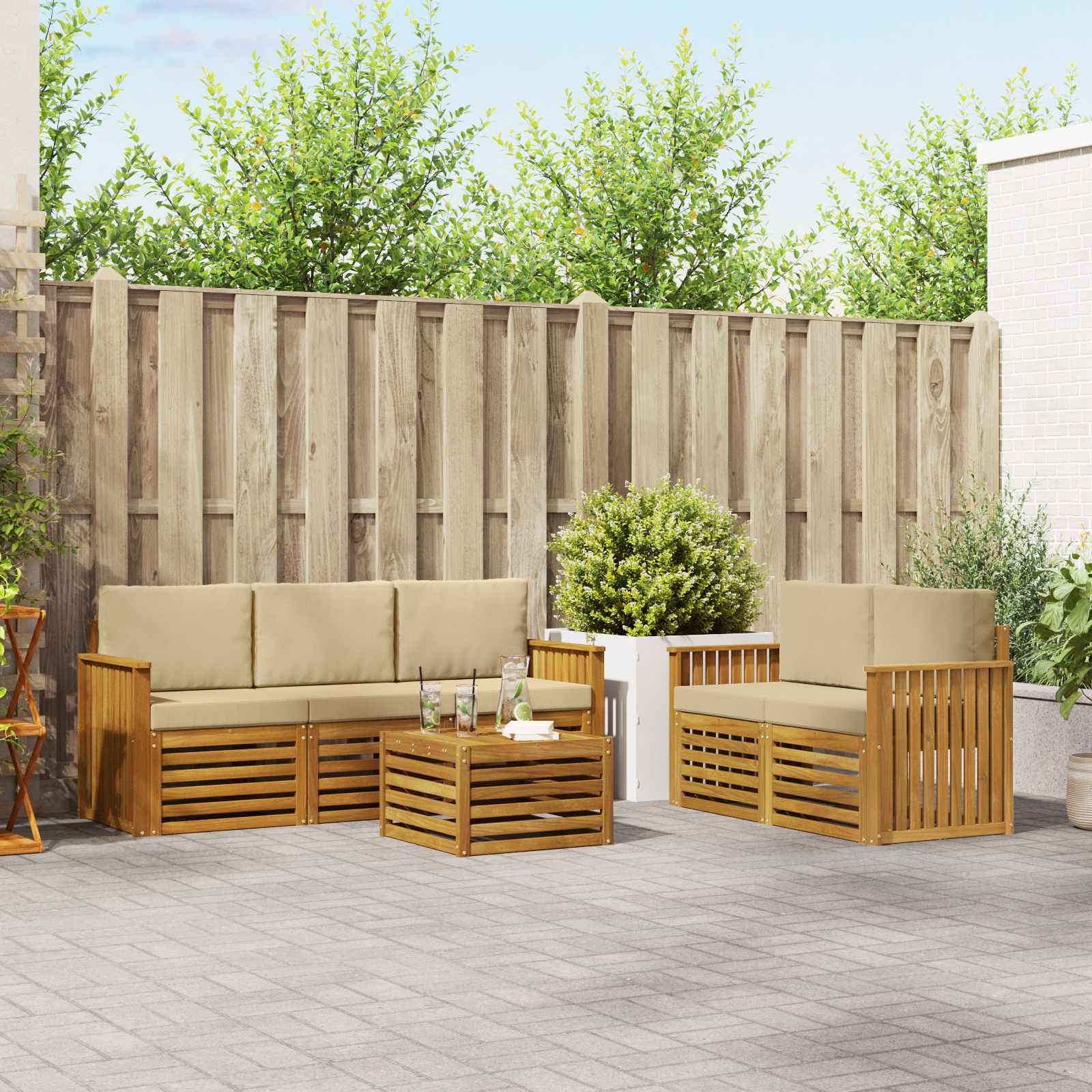 Ensembles de canapés avec coussin 6 pcs Naturel et Beige - XIOS