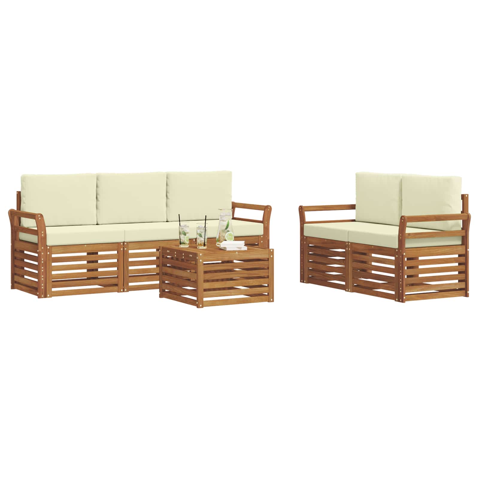 Ensembles de canapés avec coussin 6 pcs Naturel et Crème - XIOS