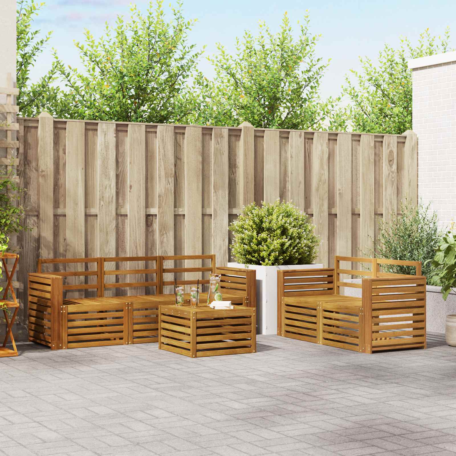Ensembles de canapés 6 pcs Naturel Bois d'Acacia Massif - XIOS