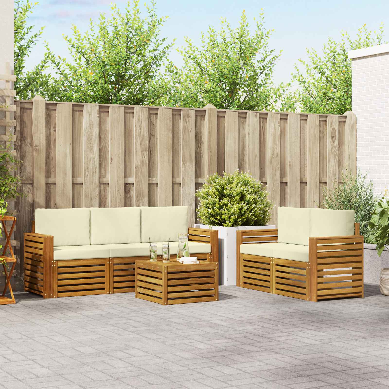 Ensembles de canapés avec coussin 6 pcs Naturel et Crème - XIOS