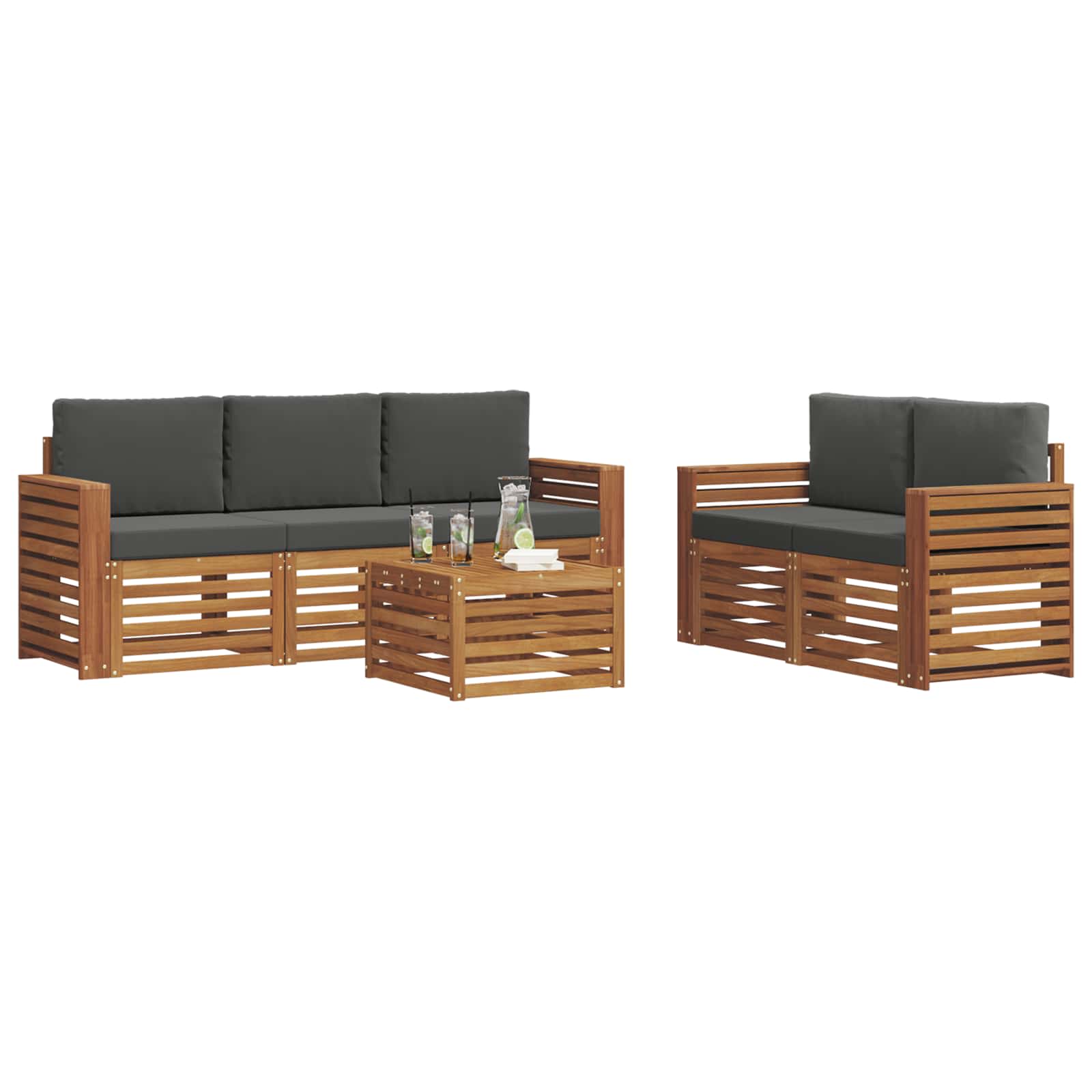 Ensembles de canapés avec coussin 6 pcs Naturel et Anthracite - XIOS