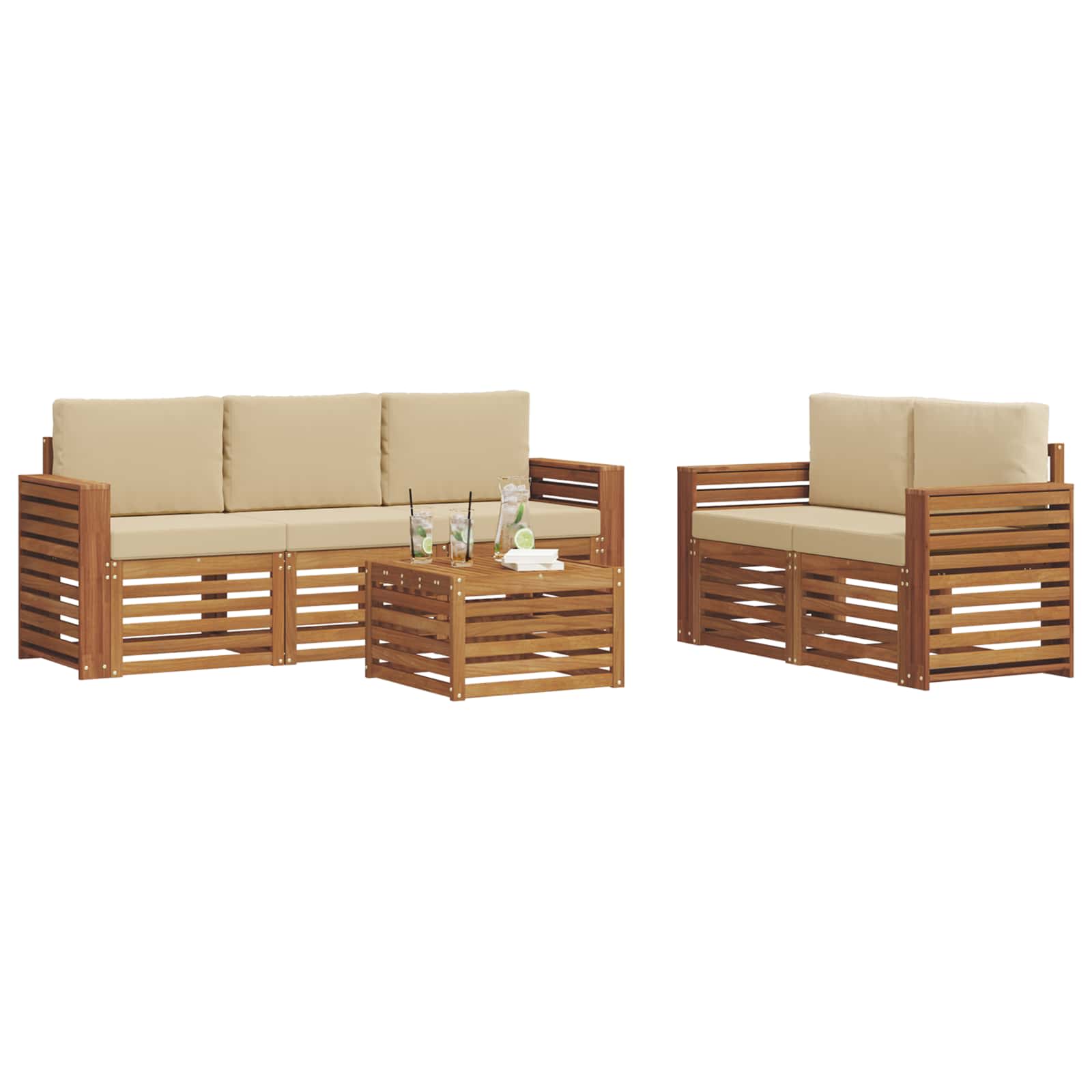 Ensembles de canapés avec coussin 6 pcs Naturel et Beige - XIOS