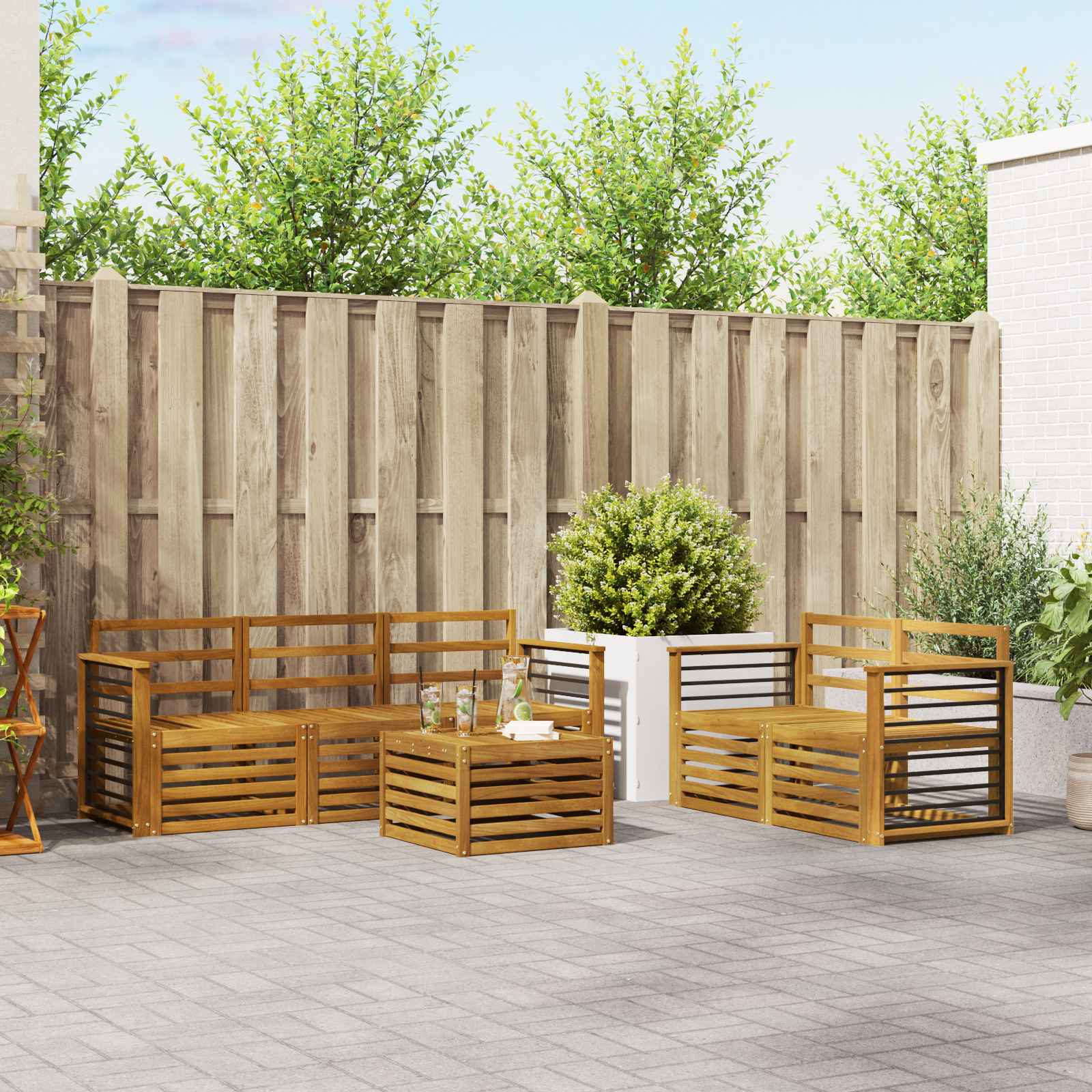 Ensembles de canapés 6 pcs Naturel Bois d'Acacia Massif - XIOS