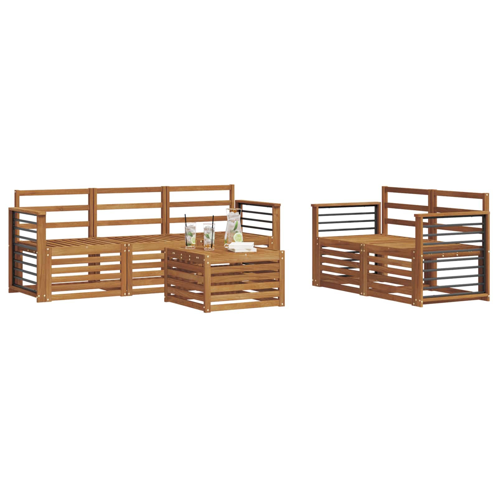 Ensembles de canapés 6 pcs Naturel Bois d'Acacia Massif - XIOS