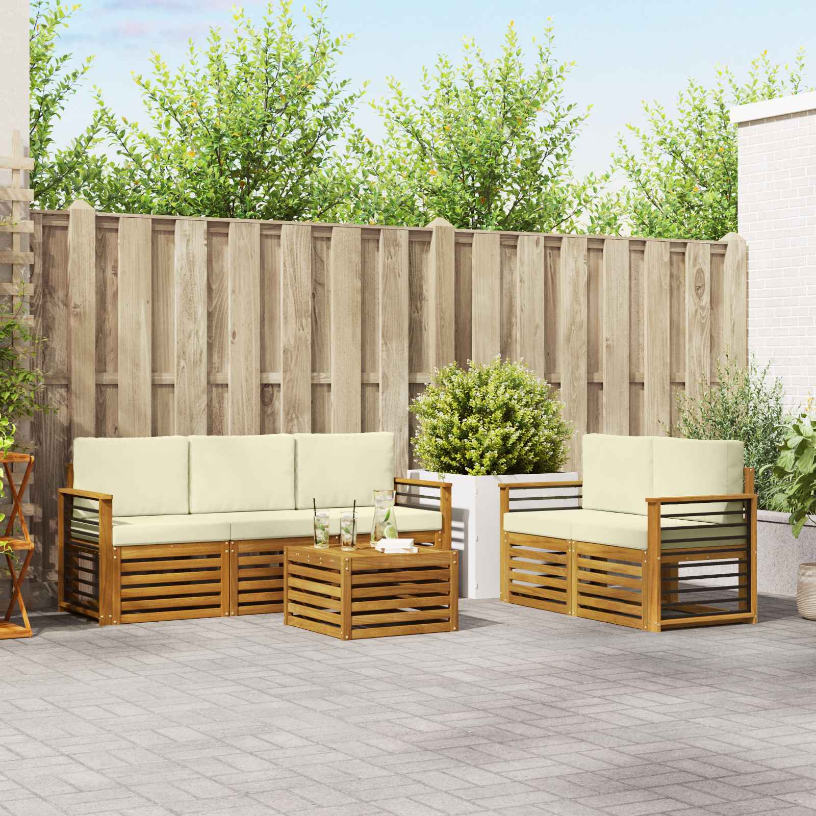 Ensembles de canapés avec coussin 6 pcs Naturel et Crème - XIOS