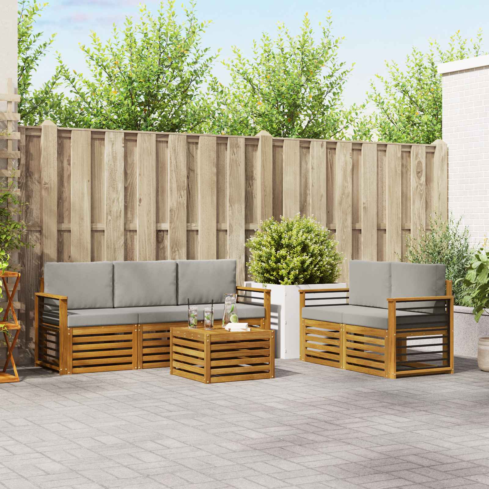 Ensembles de canapés avec coussin 6 pcs Gris Naturel et Clair - XIOS