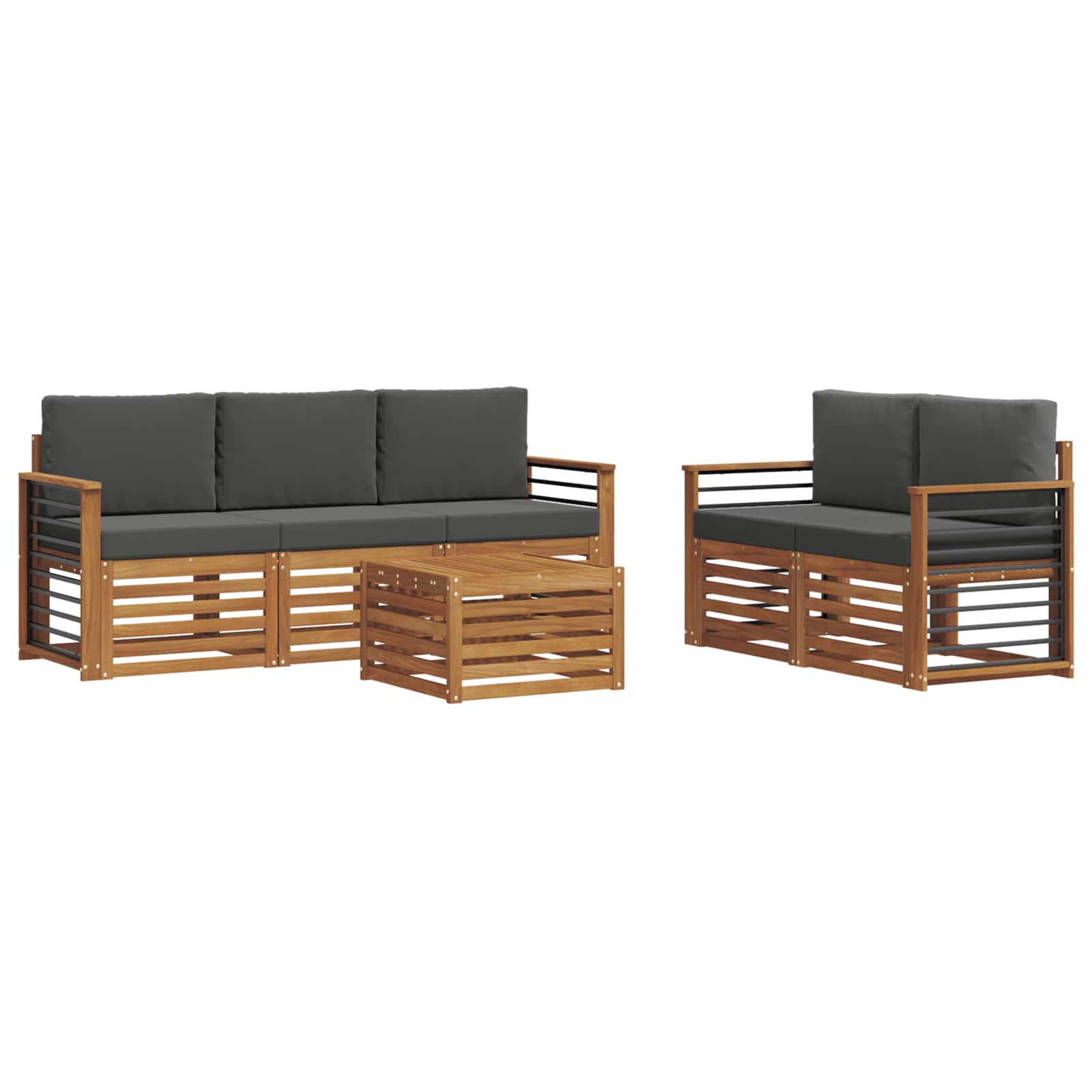 Ensembles de canapés avec coussin 6 pcs Naturel et Anthracite - XIOS