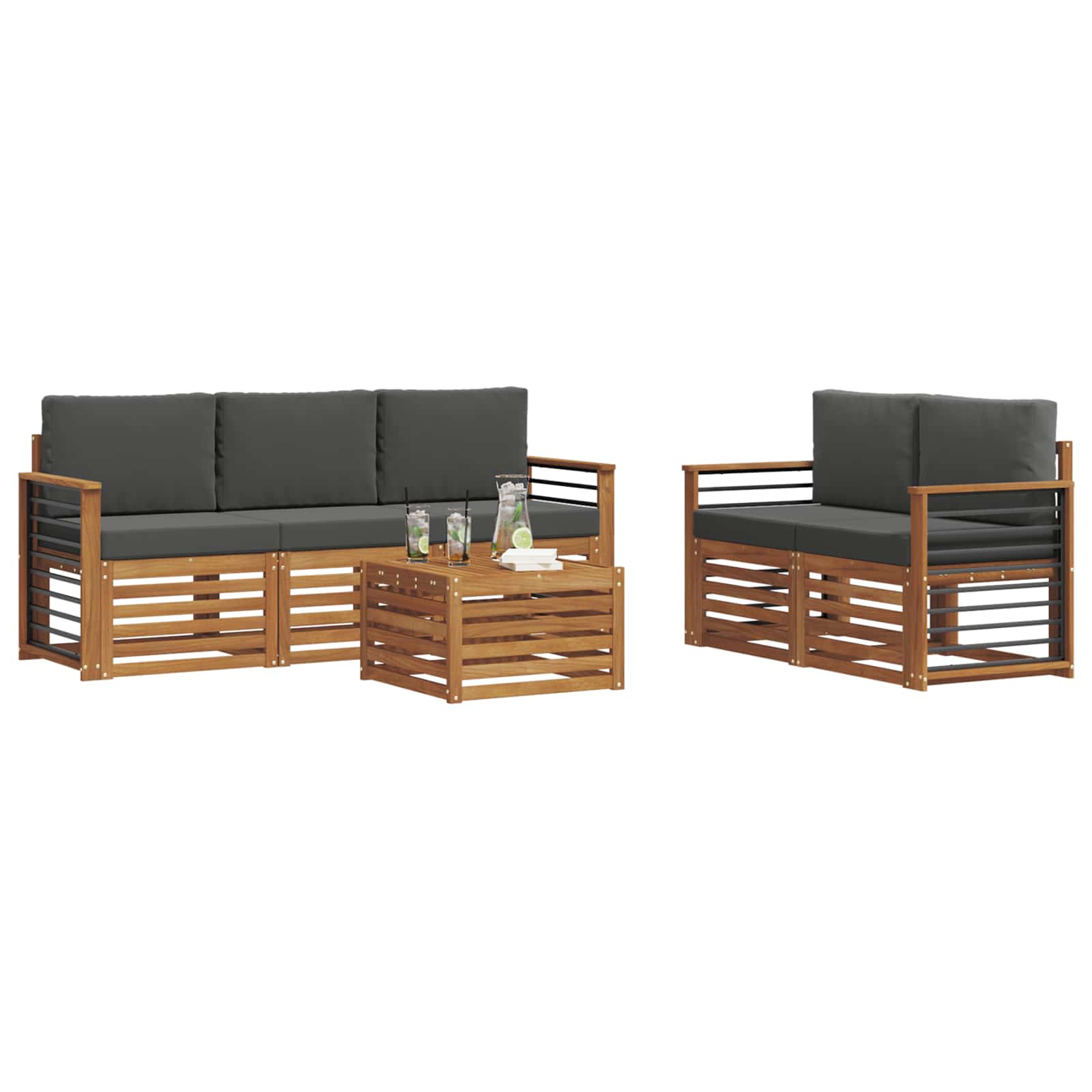 Ensembles de canapés avec coussin 6 pcs Naturel et Anthracite - XIOS