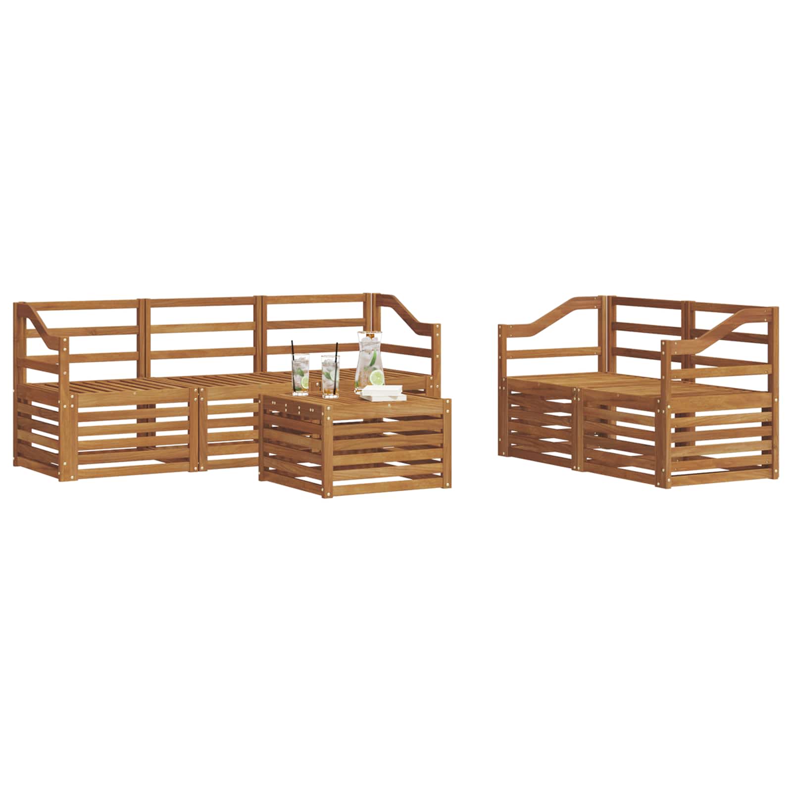 Ensembles de canapés 6 pcs Naturel Bois d'Acacia Massif - XIOS