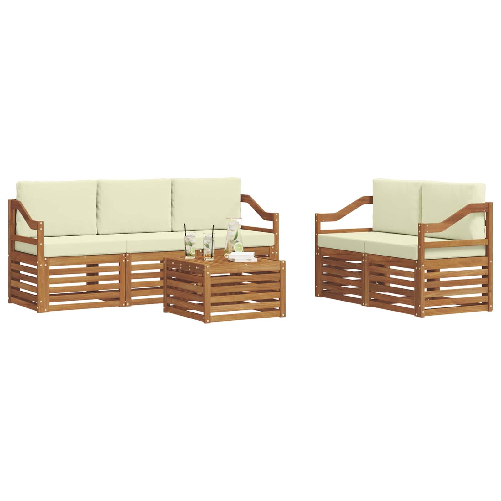 Ensembles de canapés avec coussin 6 pcs Naturel et Crème - XIOS