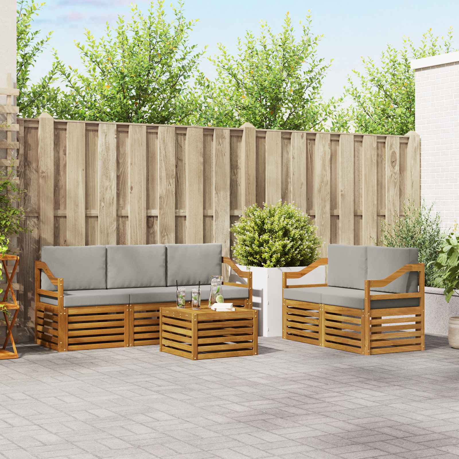 Ensembles de canapés avec coussin 6 pcs Gris Naturel et Clair - XIOS