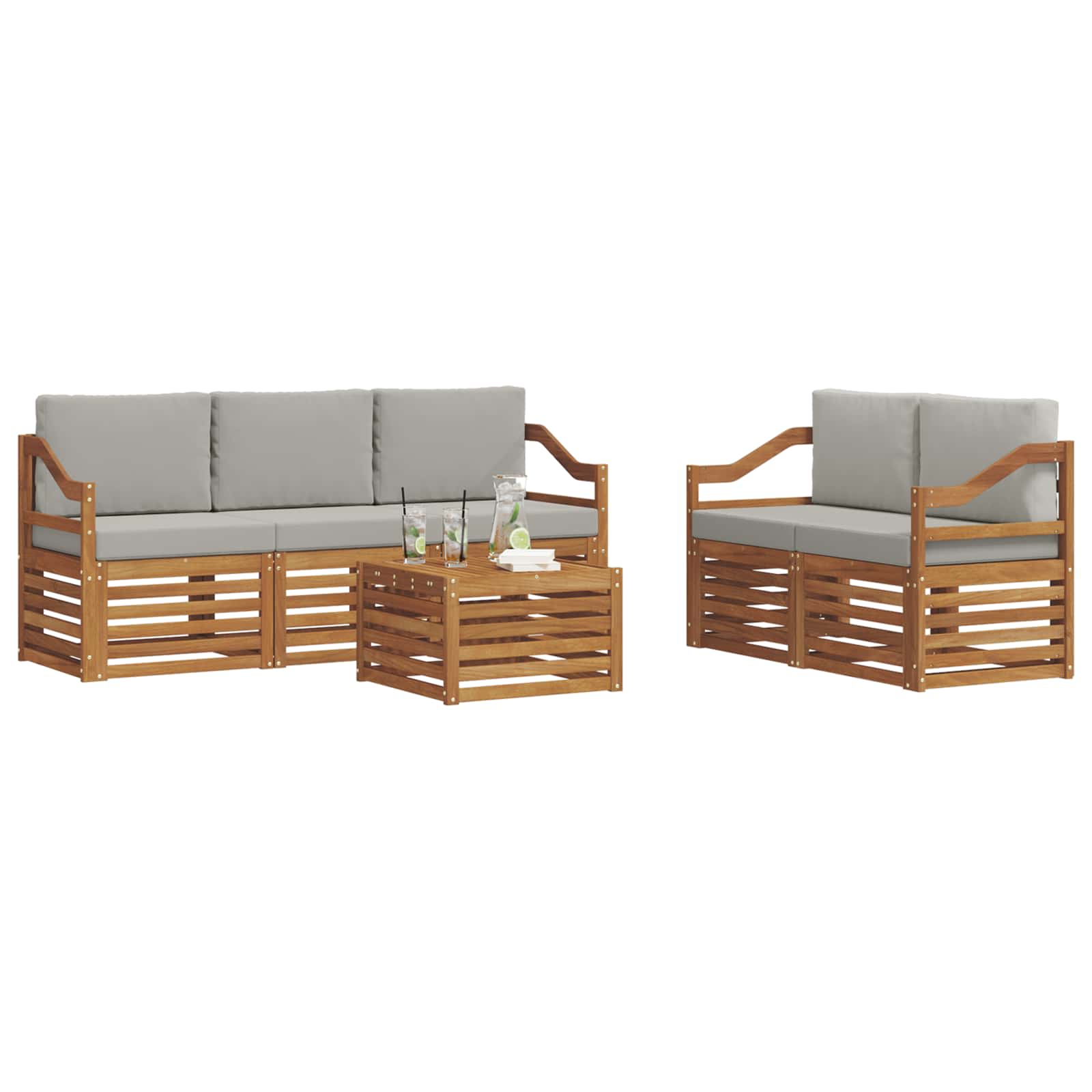 Ensembles de canapés avec coussin 6 pcs Gris Naturel et Clair - XIOS