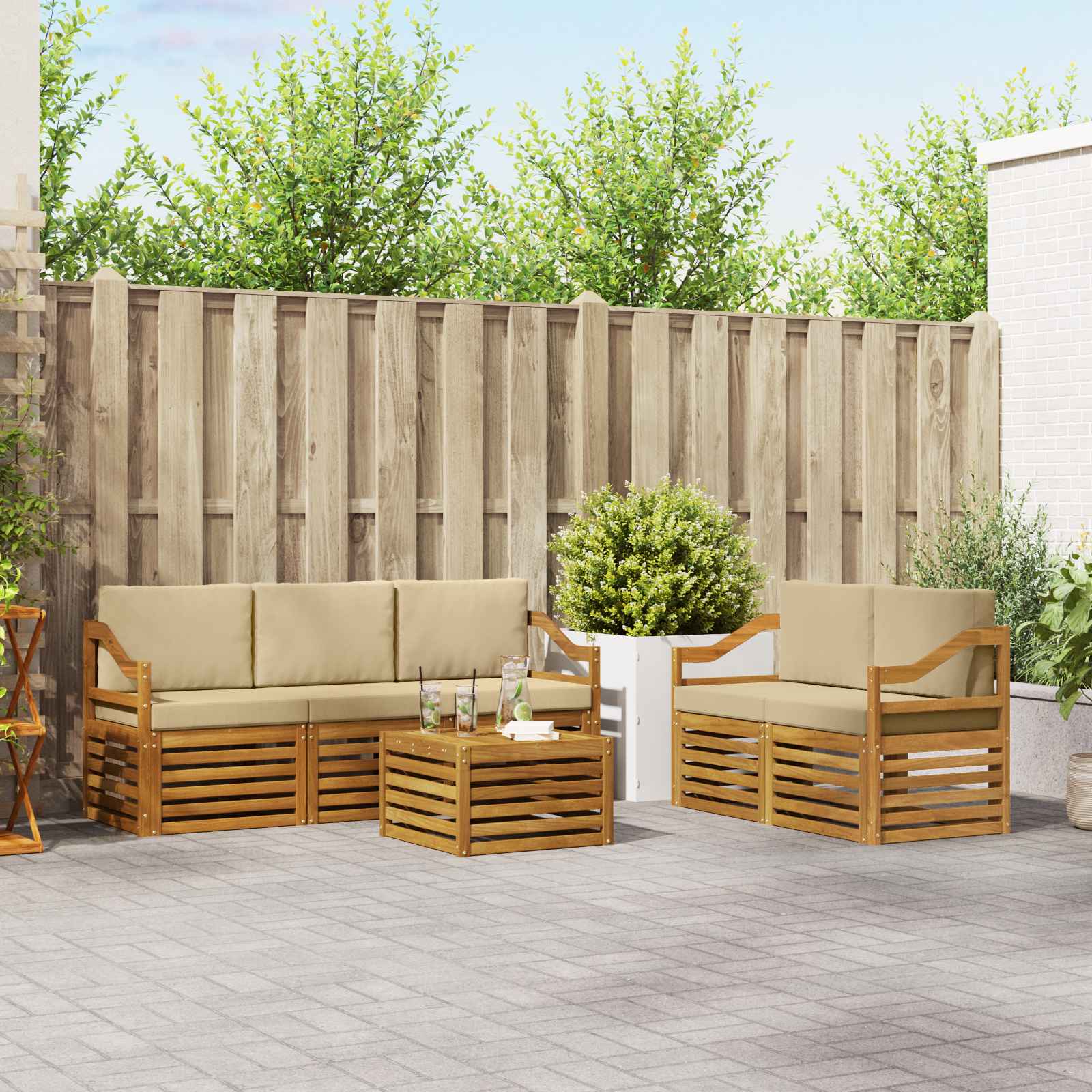 Ensembles de canapés avec coussin 6 pcs Naturel et Beige - XIOS