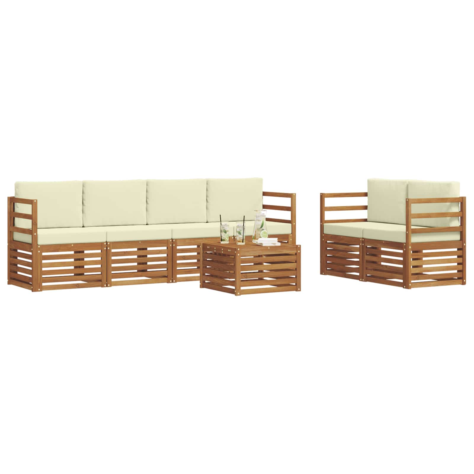 Ensemble de canapés d'extérieur 7 pcs Naturel et Crème - XIOS