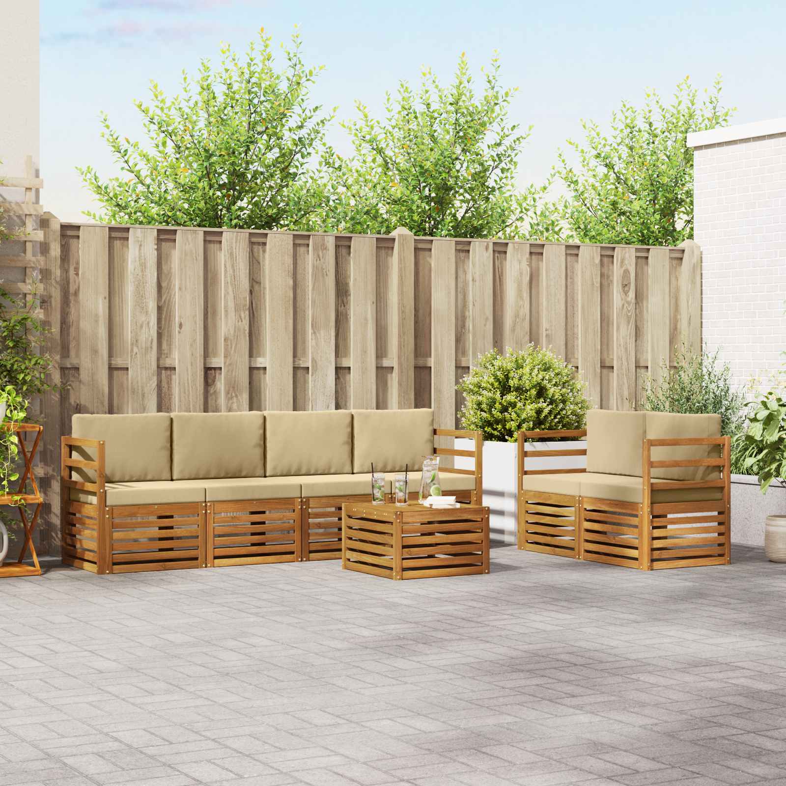 Ensemble de canapés d'extérieur 7 pcs Naturel et Beige - XIOS