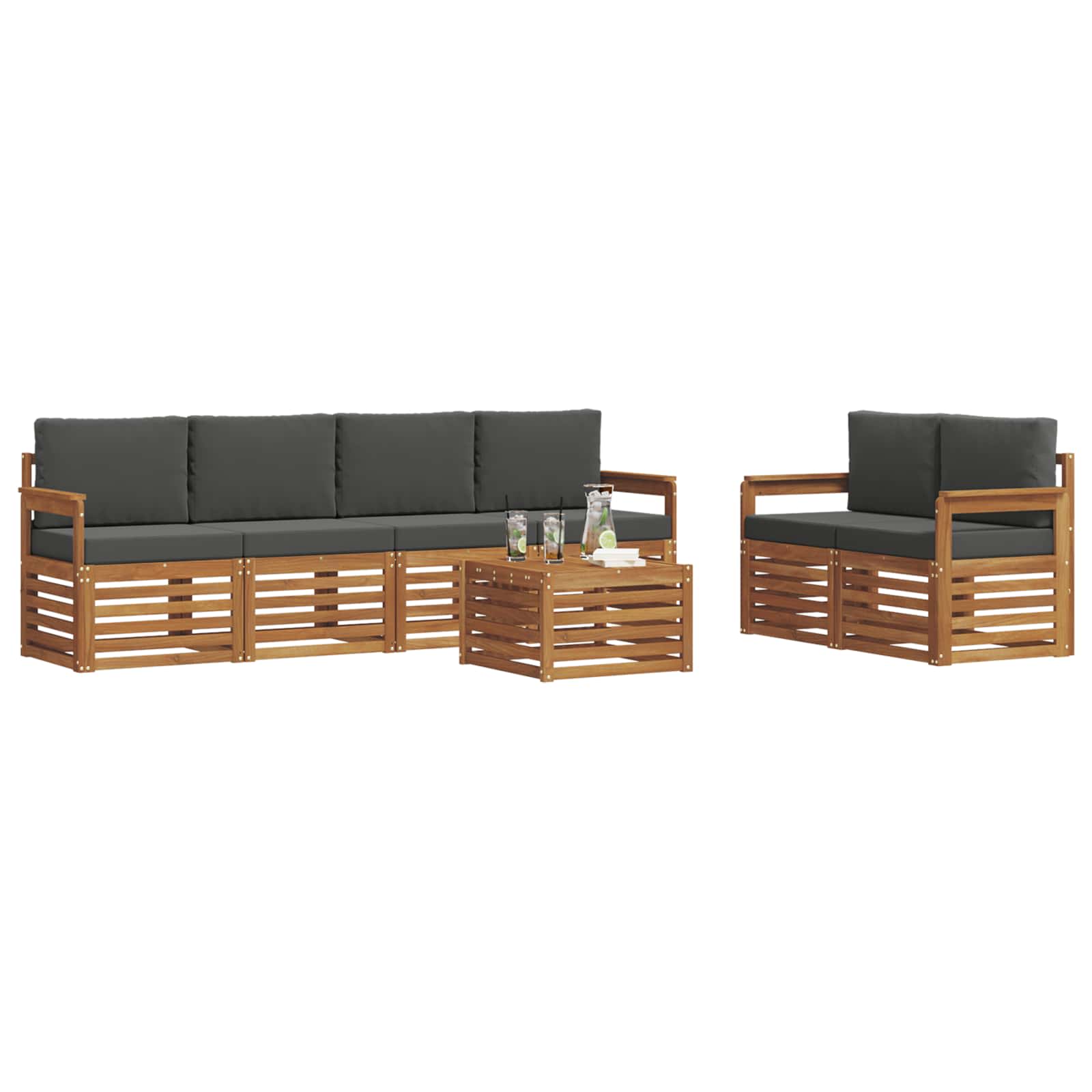 Ensemble de canapés d'extérieur 7 pcs Naturel et Anthracite - XIOS