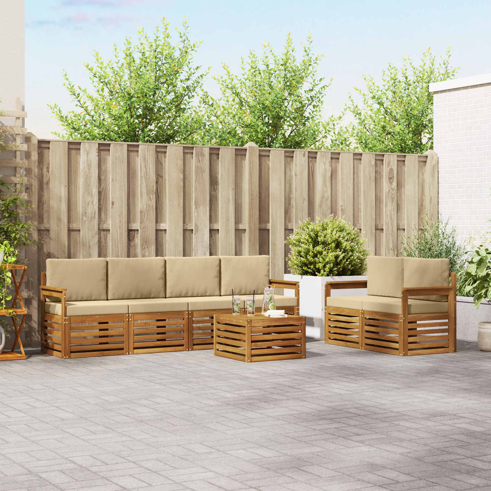 Ensemble de canapés d'extérieur 7 pcs Naturel et Beige - XIOS