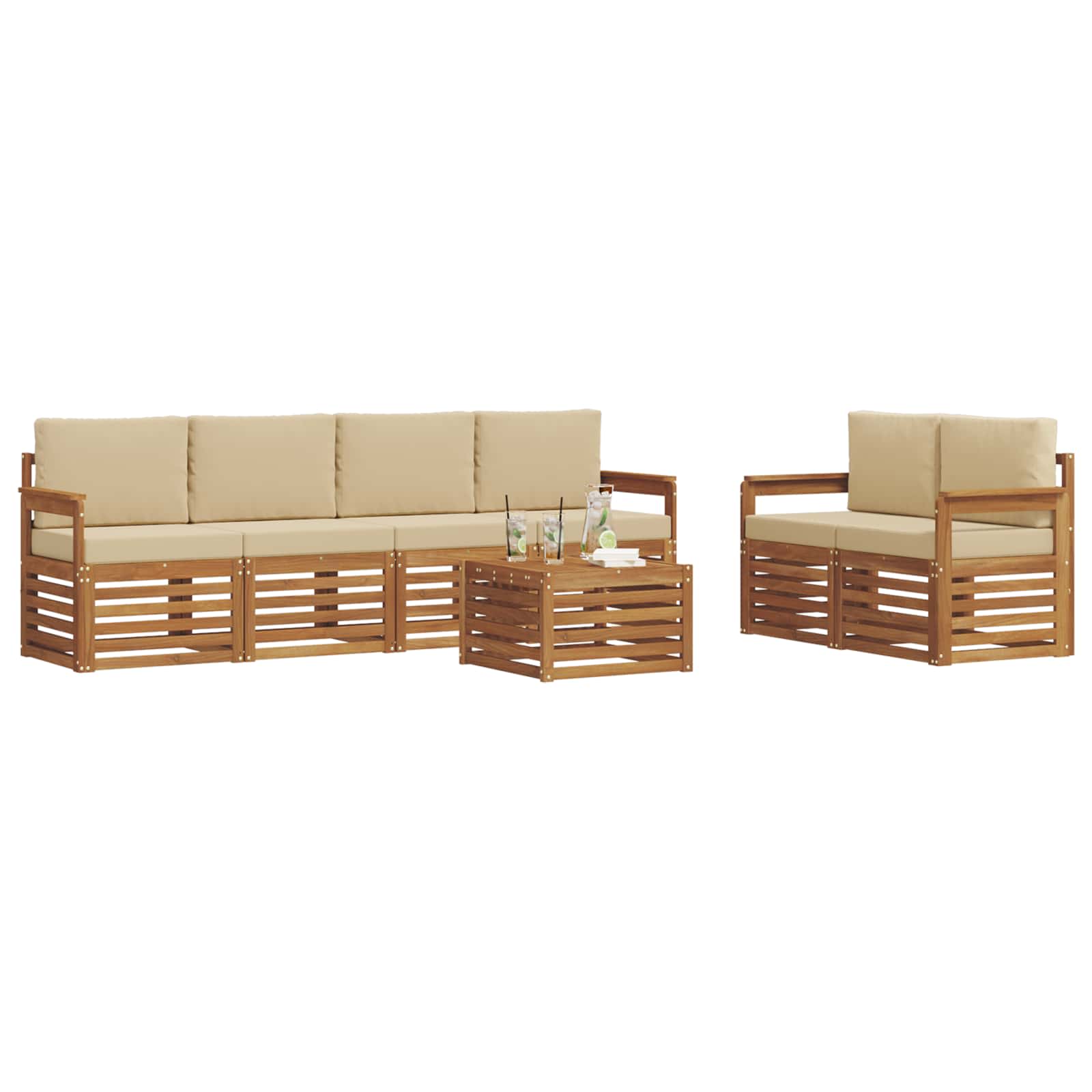 Ensemble de canapés d'extérieur 7 pcs Naturel et Beige - XIOS