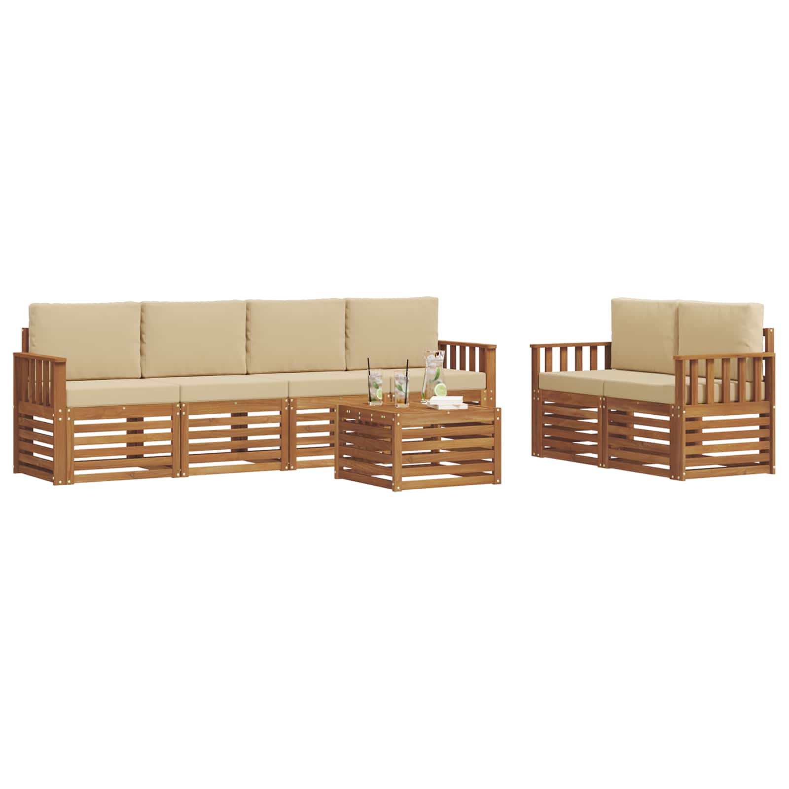 Ensemble de canapés d'extérieur 7 pcs Naturel et Beige - XIOS