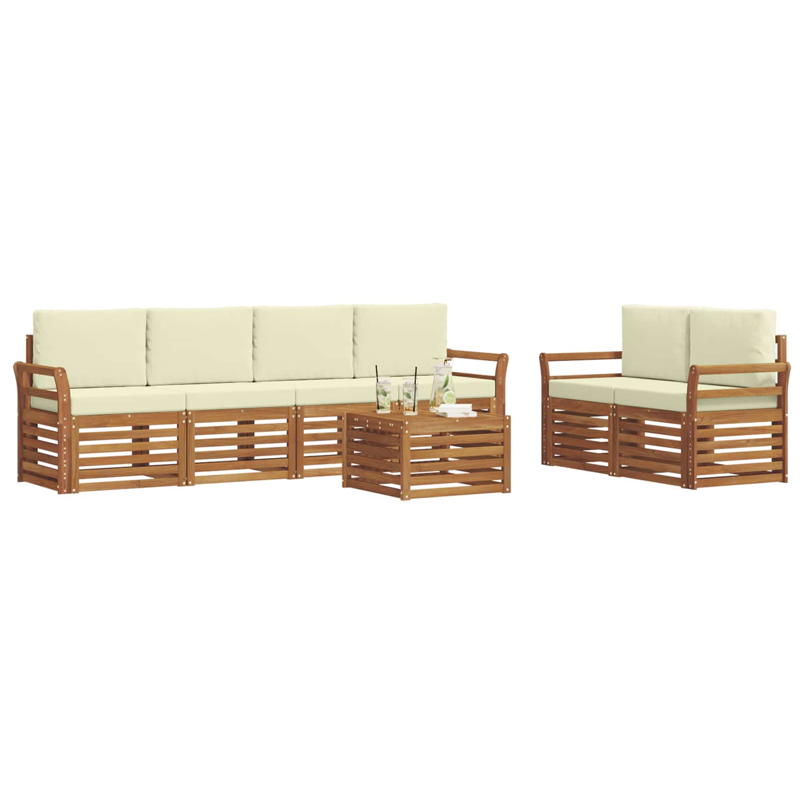 Ensemble de canapés d'extérieur 7 pc Naturel et Crème