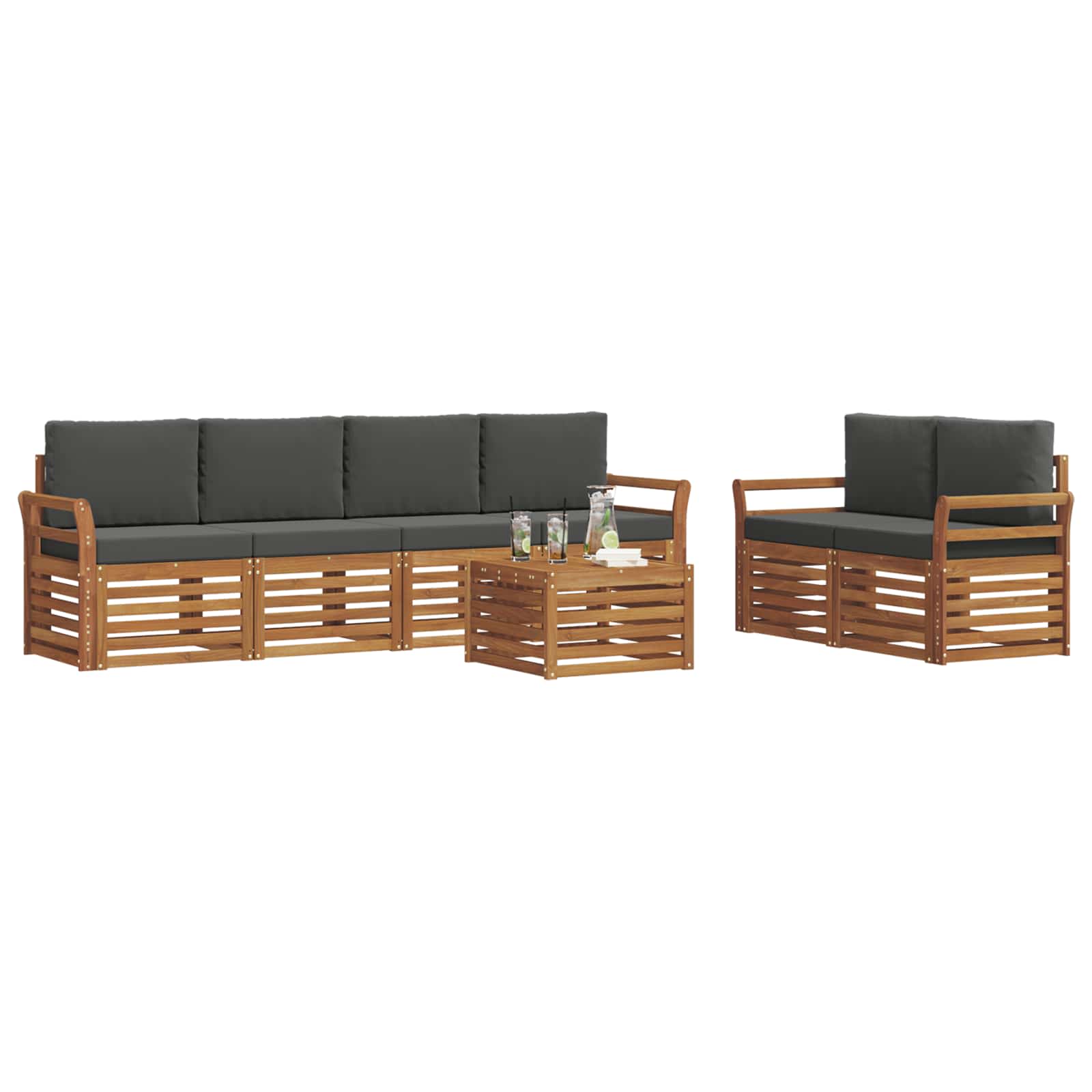 Ensemble de canapés d'extérieur 7 pcs Naturel et Anthracite - XIOS