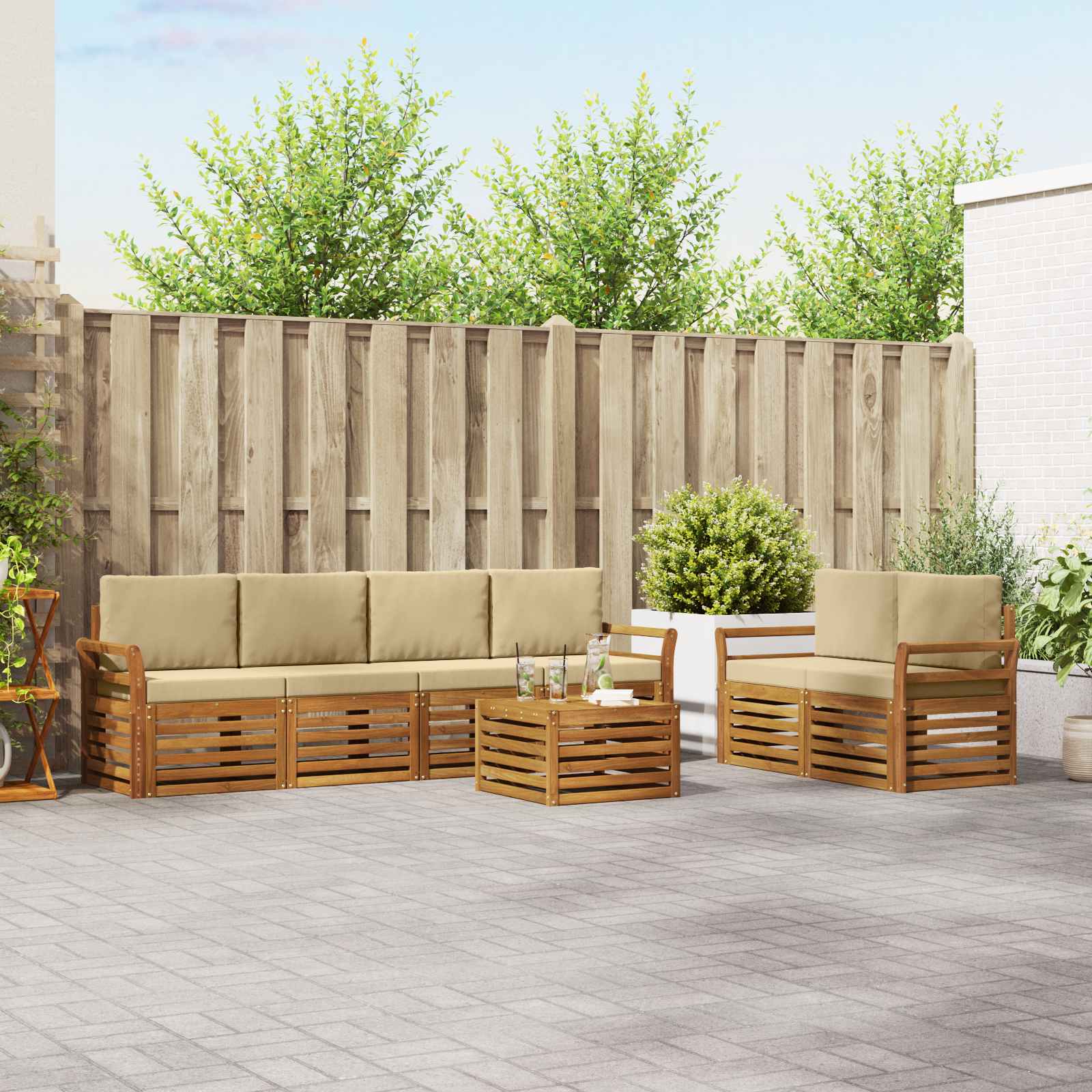 Ensemble de canapés d'extérieur 7 pcs Naturel et Beige - XIOS
