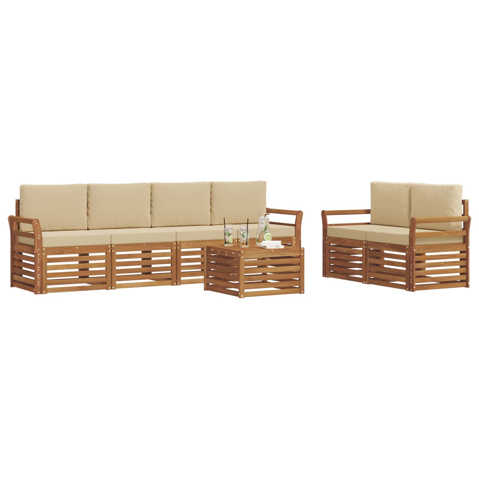 Ensemble de canapés d'extérieur 7 pcs Naturel et Beige - XIOS