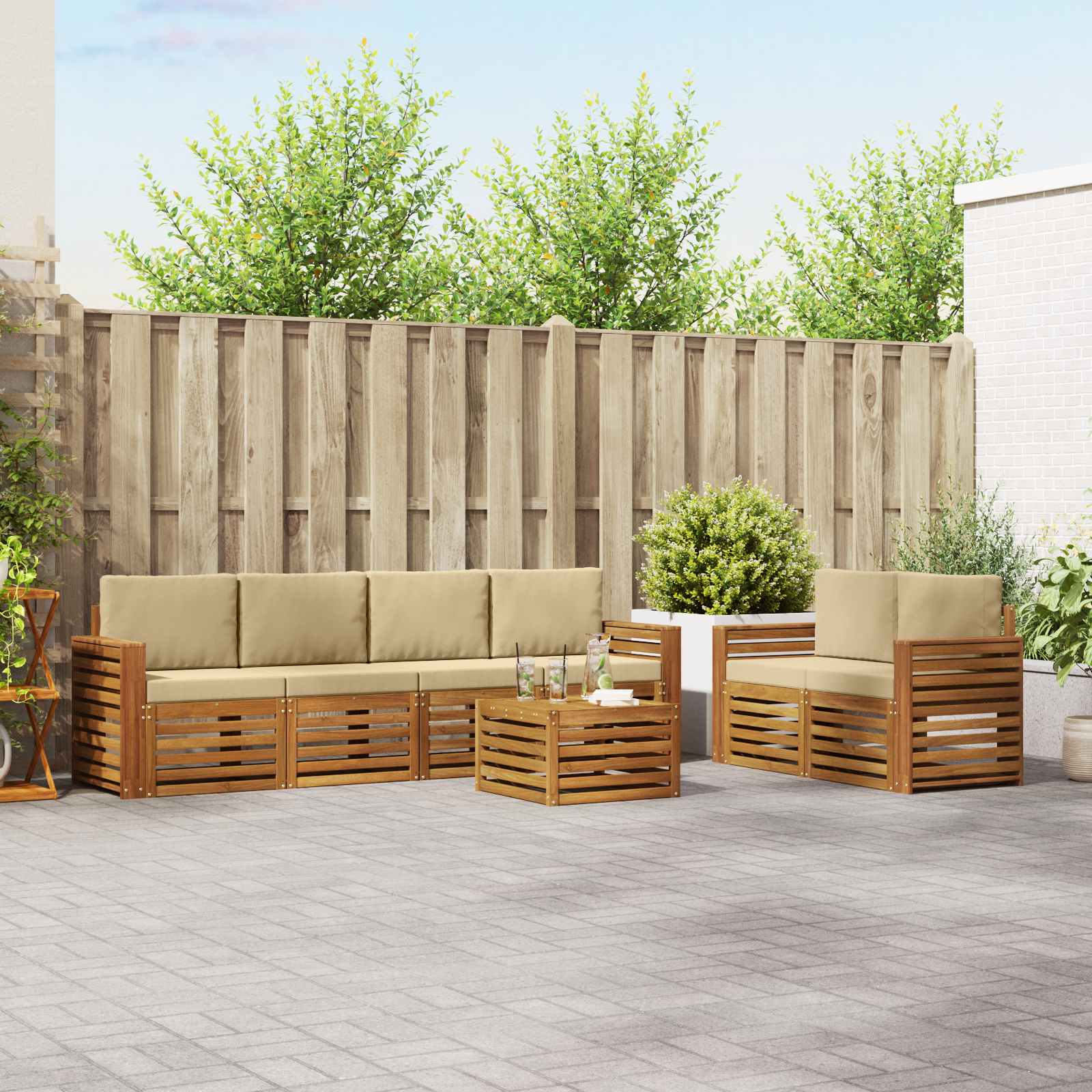 Ensemble de canapés d'extérieur 7 pcs Naturel et Beige - XIOS