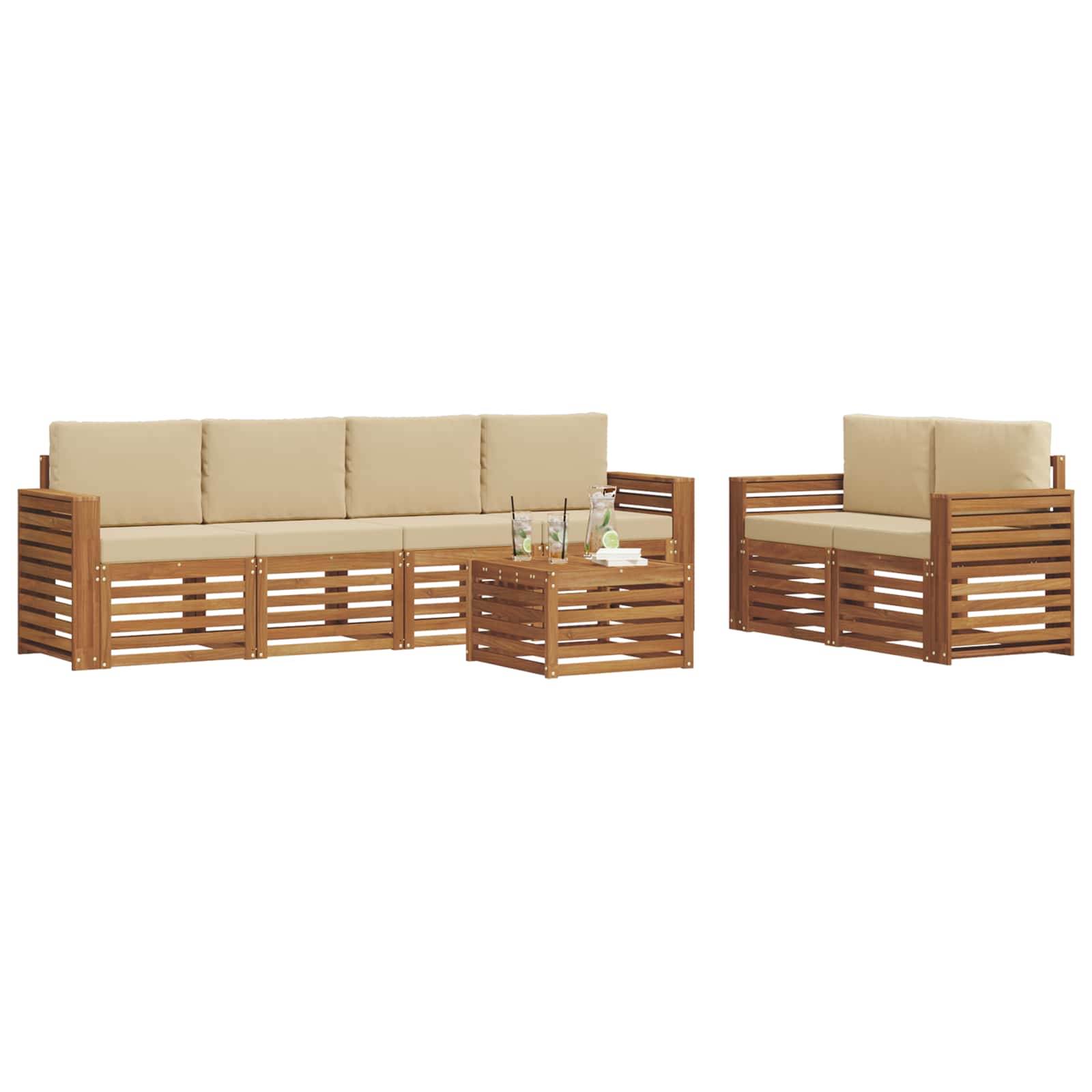 Ensemble de canapés d'extérieur 7 pcs Naturel et Beige - XIOS