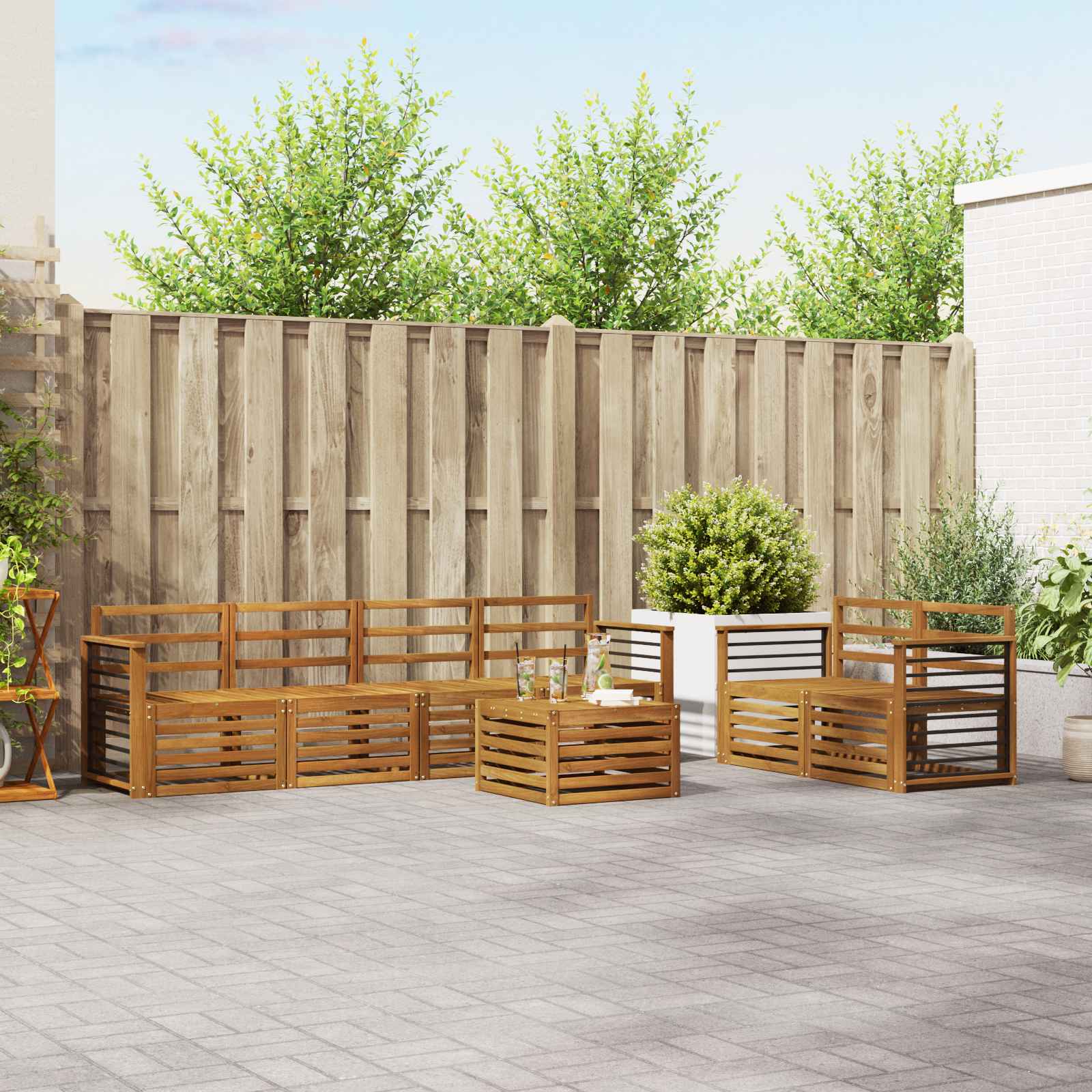 Ensembles de canapés 7 pcs Naturel Bois d'Acacia Massif - XIOS