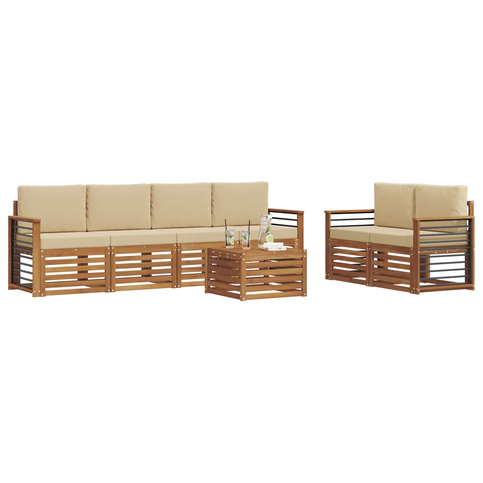 Ensemble de canapés d'extérieur 7 pcs Naturel et Beige - XIOS