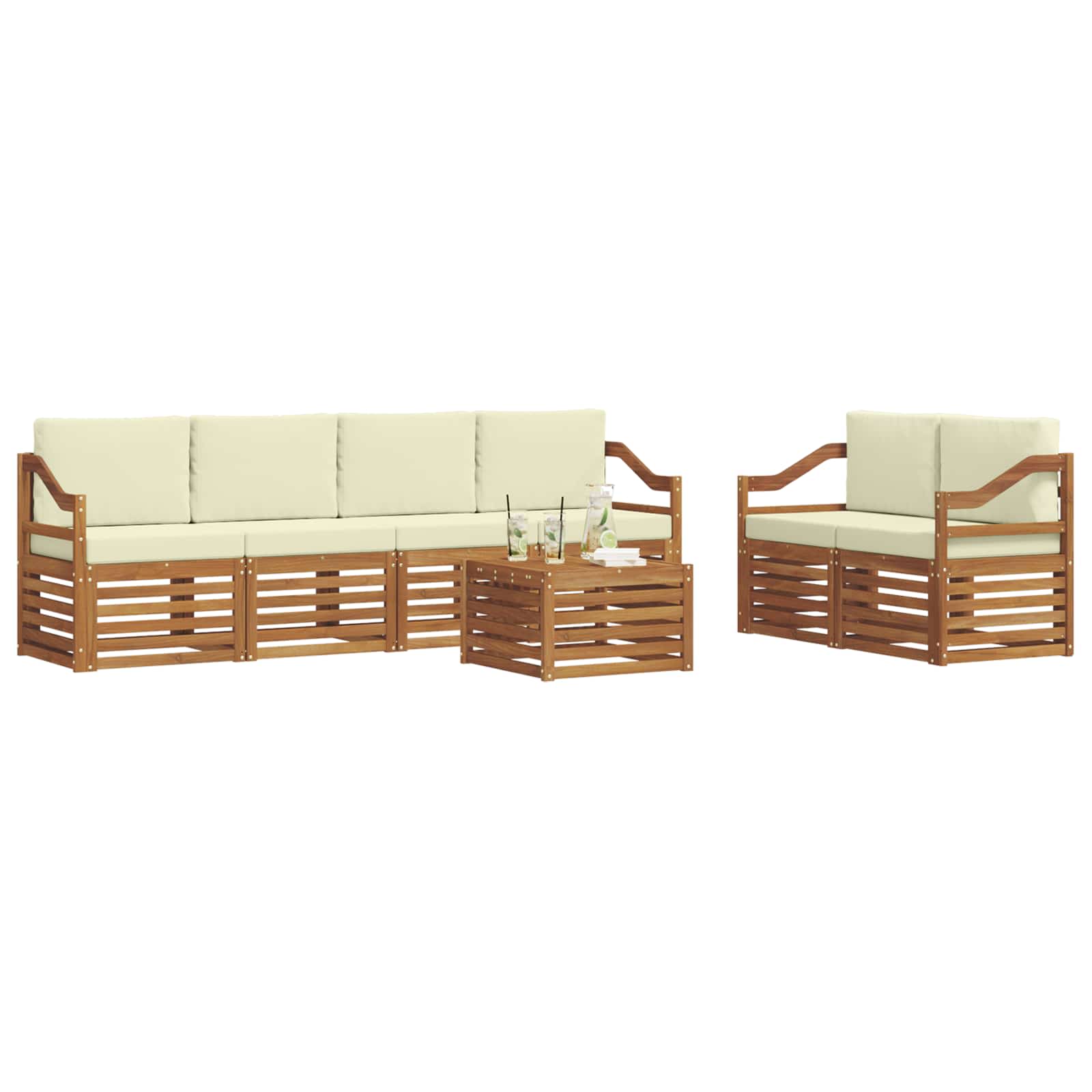 Ensemble de canapés d'extérieur 7 pcs Naturel et Crème - XIOS