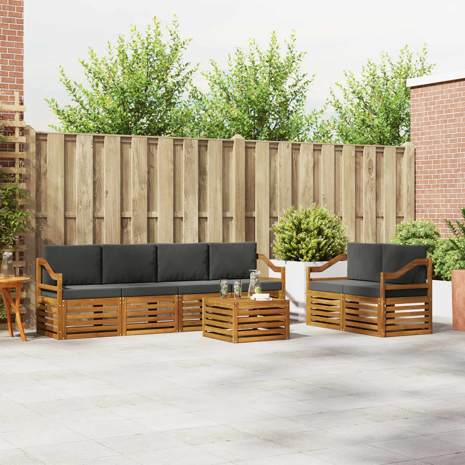 Ensemble de canapés d'extérieur 7 pcs Naturel et Anthracite - XIOS