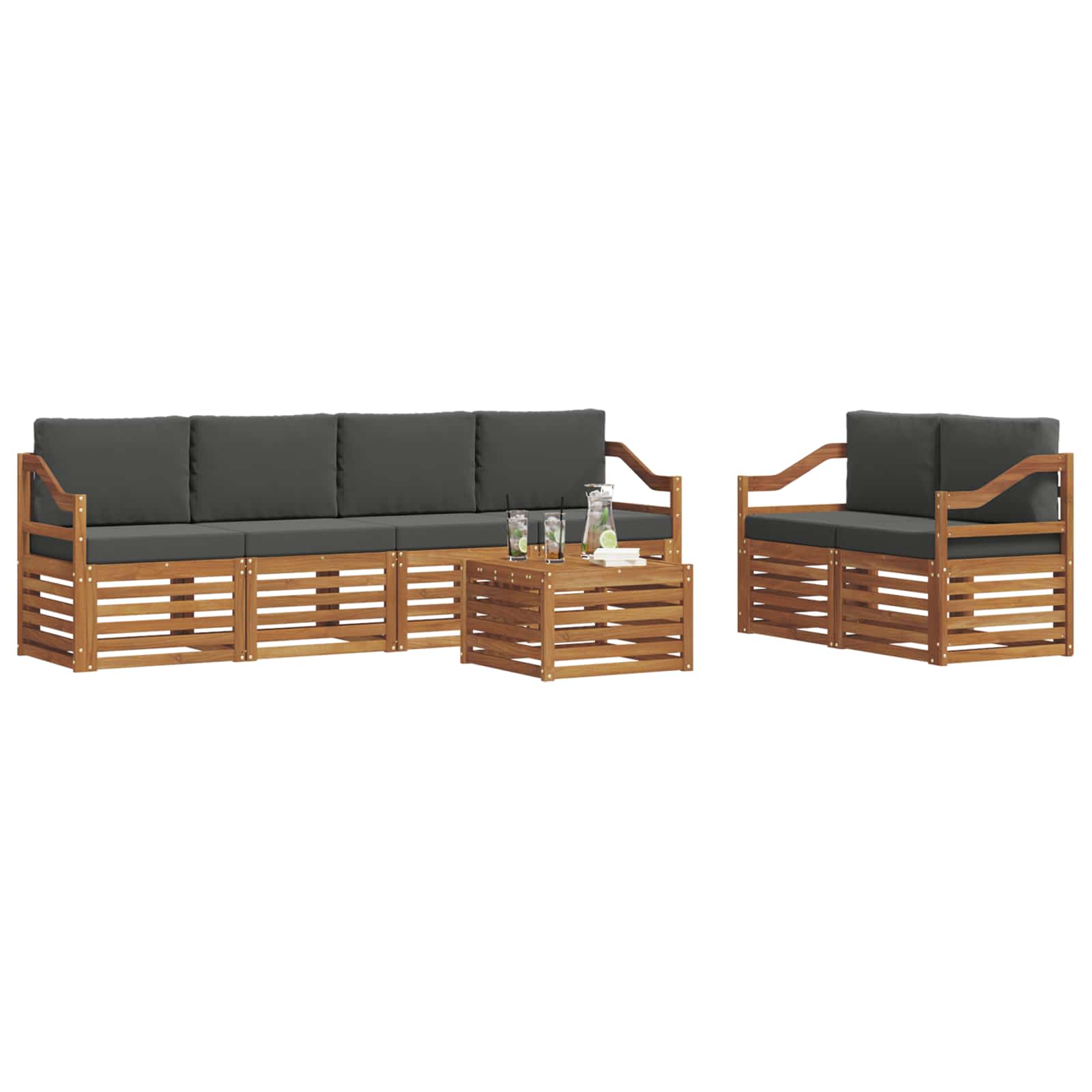 Ensemble de canapés d'extérieur 7 pcs Naturel et Anthracite - XIOS